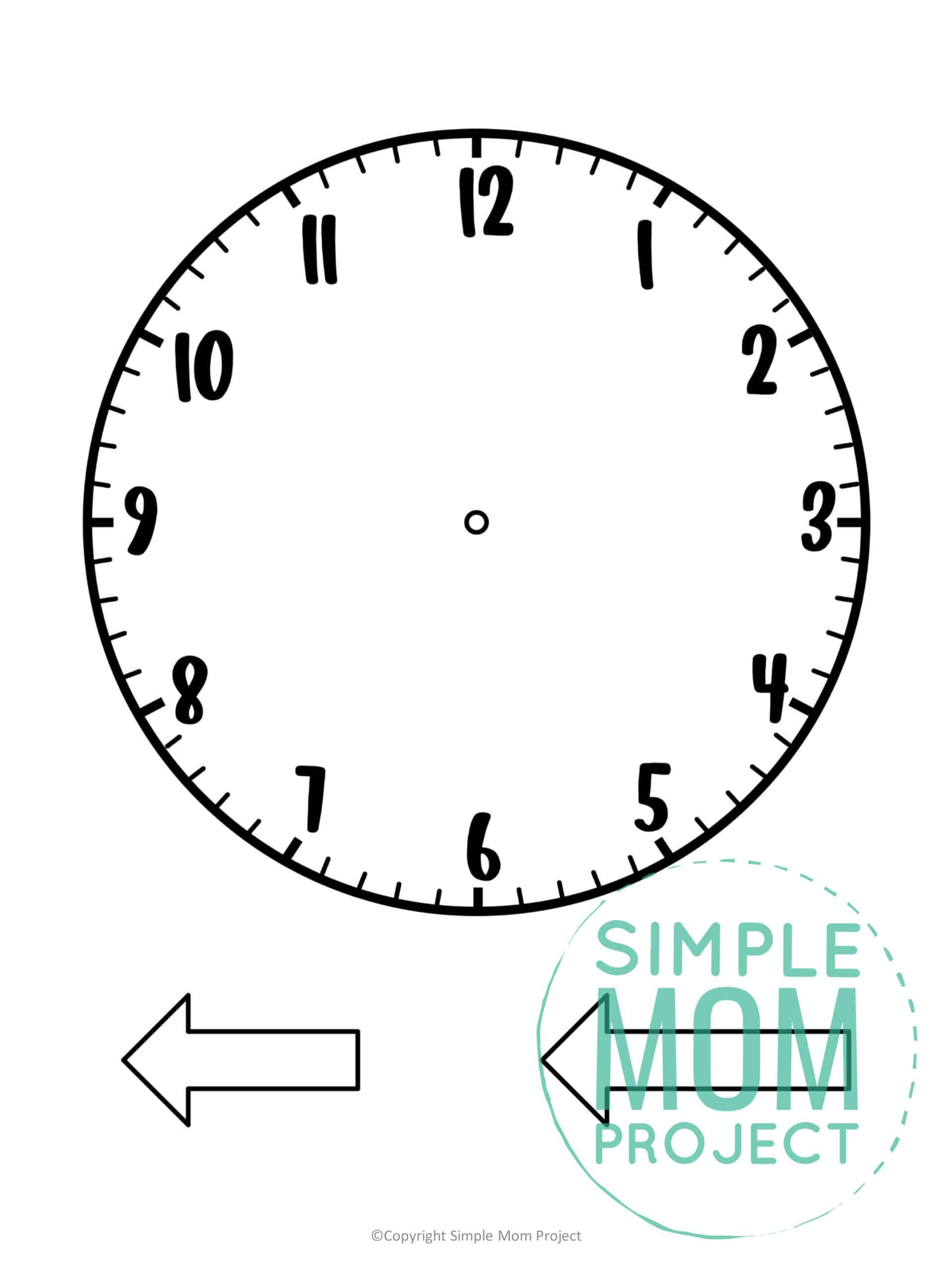 Free printable clock template for kids preschoolers and toddlers