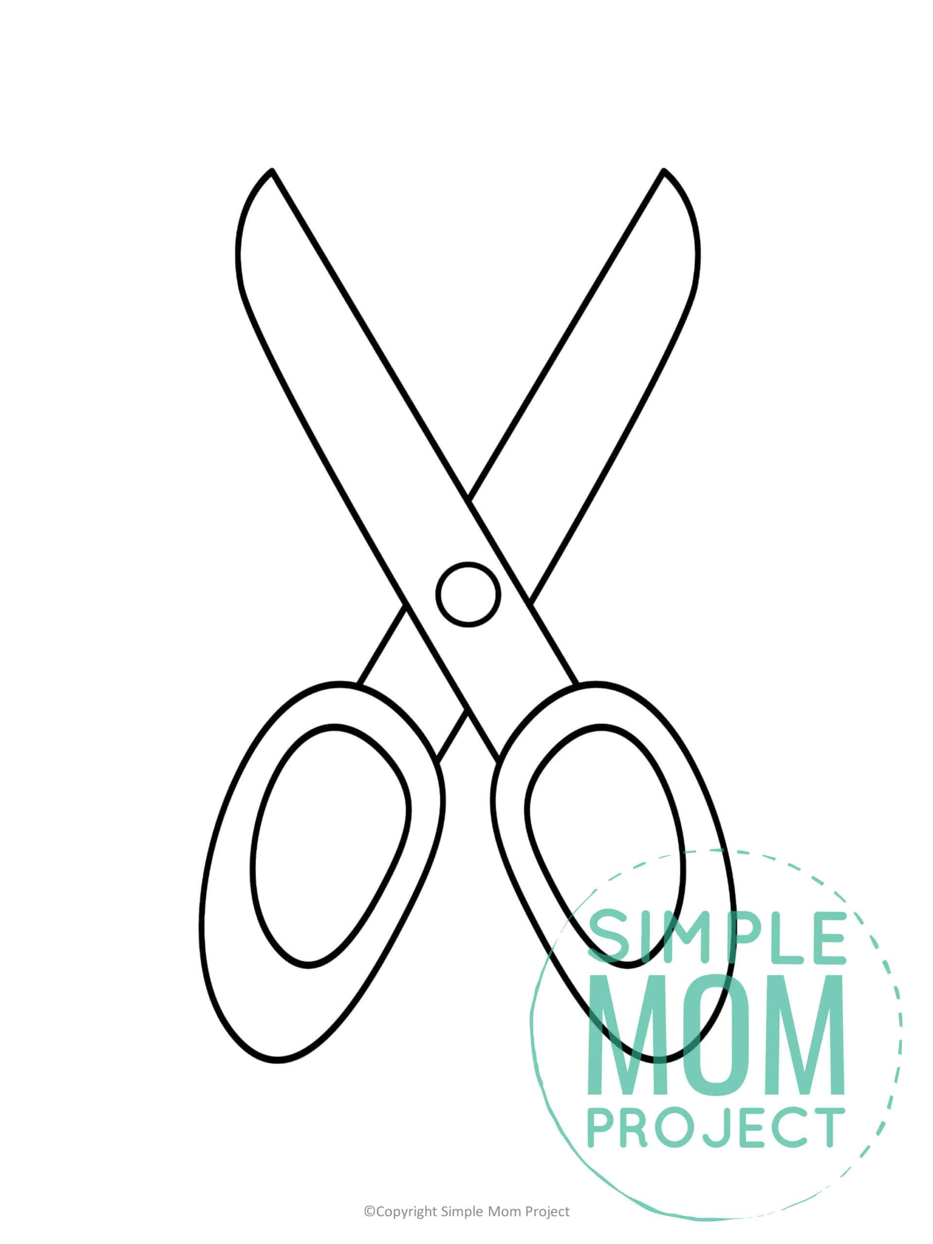 Free printable scissors template for kids preschoolers and toddlers
