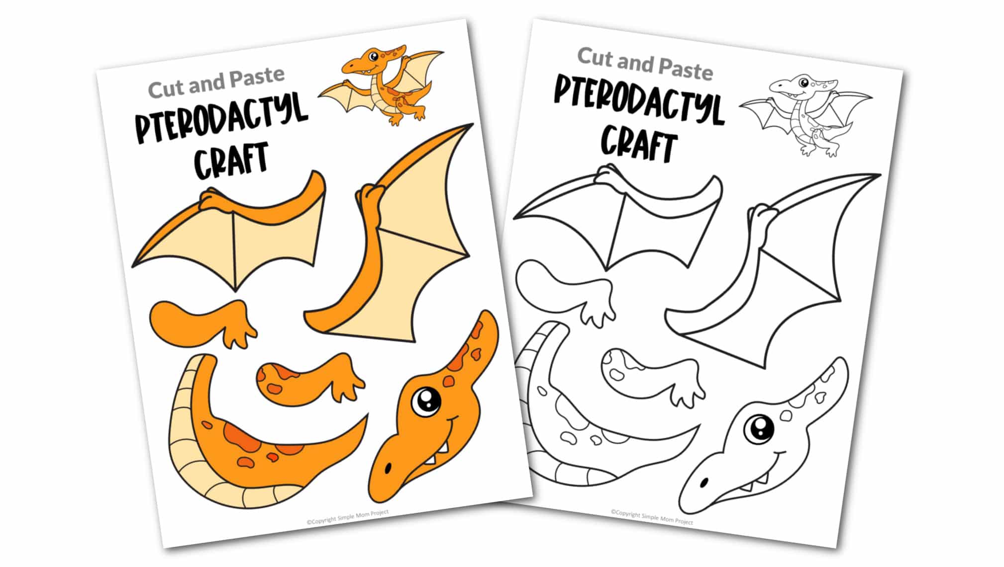 Free Printable Pterodactyl Dinosaur Craft for Preschoolers, toddlers and kindergartners
