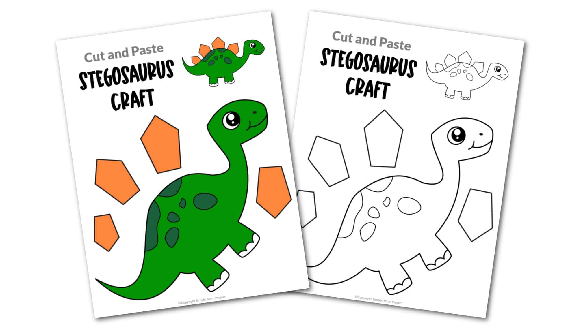Free Printable Stegosaurus Dinosaur Craft for Preschoolers, toddlers and kindergartners