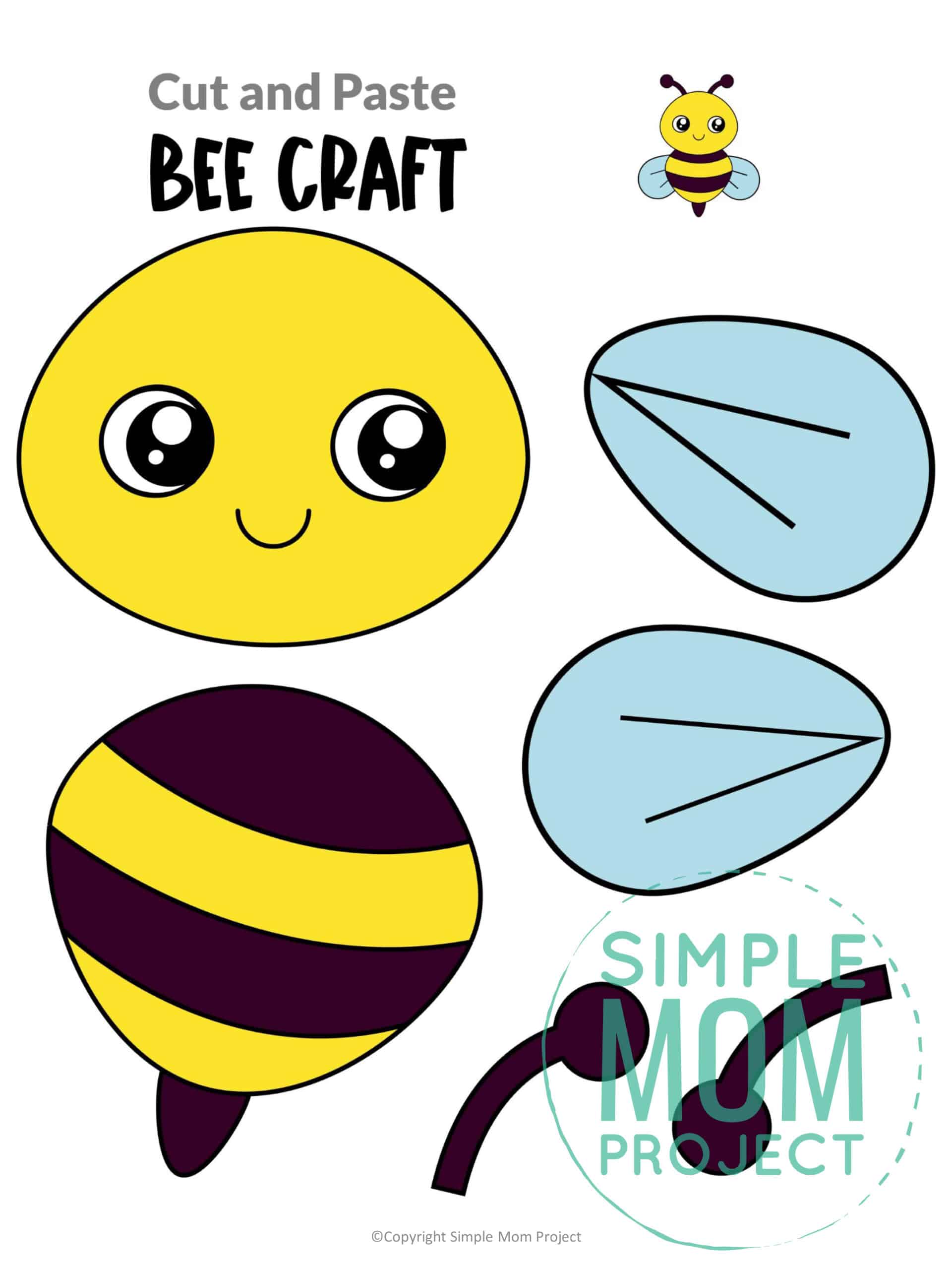 Free Printable Bee Craft for Kids, preschoolers and toddlers