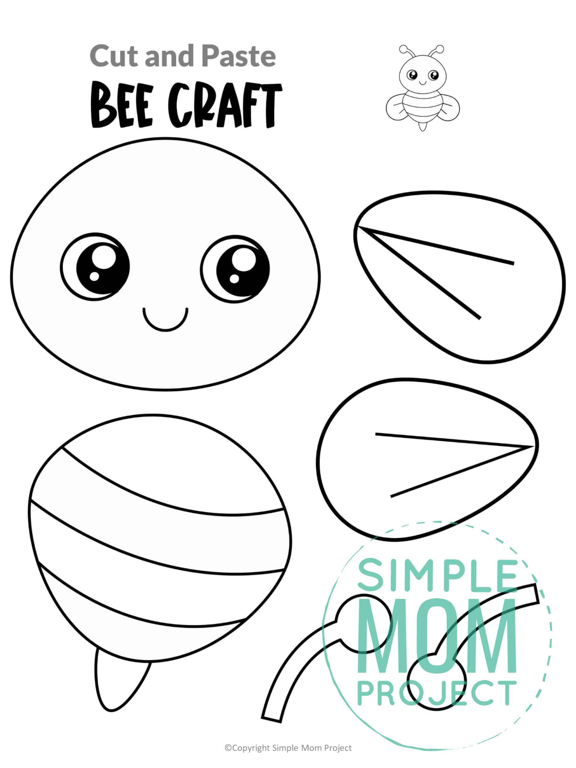 Free Printable Bee Craft for Kids, preschoolers and toddlers