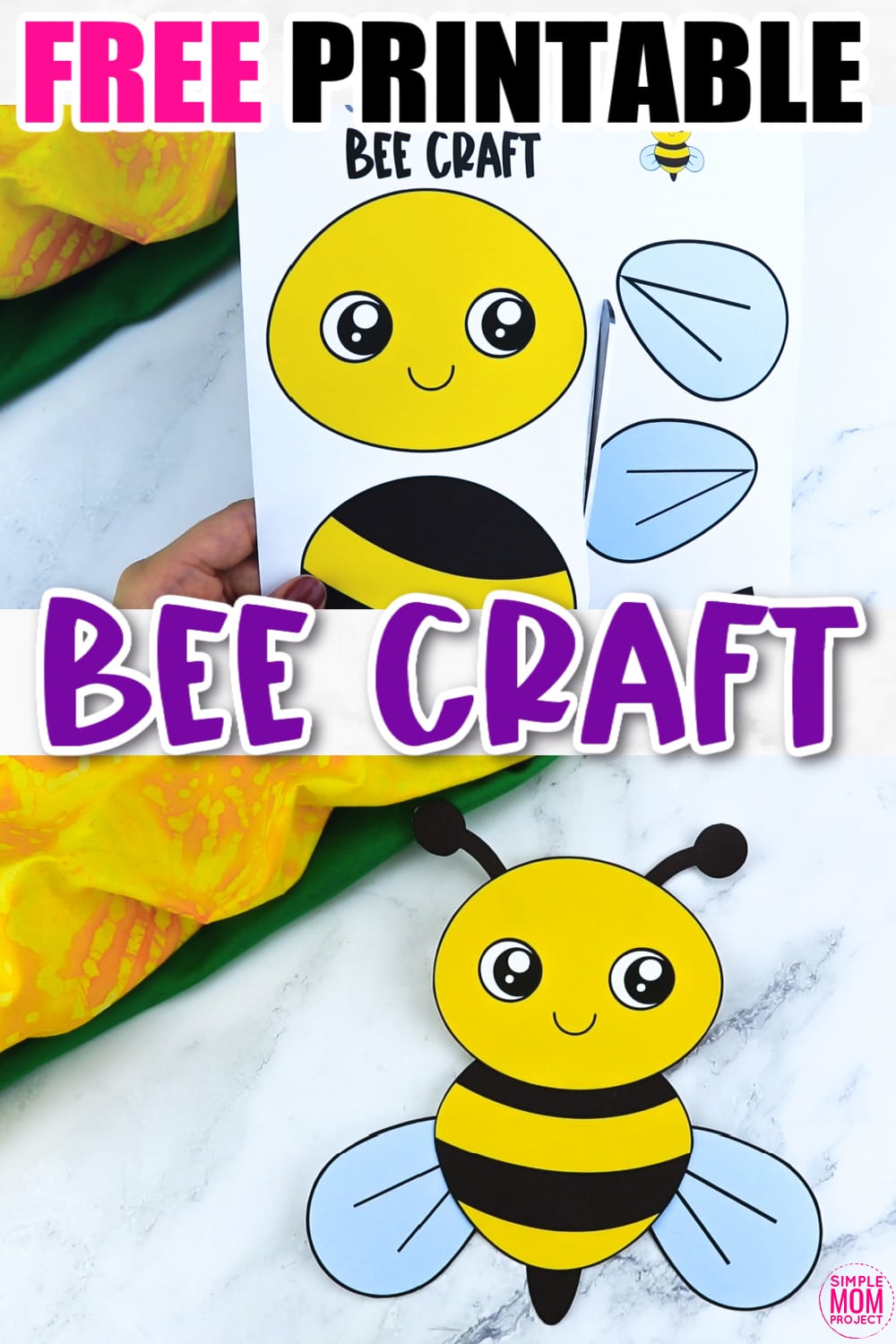 Free Printable Bee Craft for Kids, preschoolers and toddlers