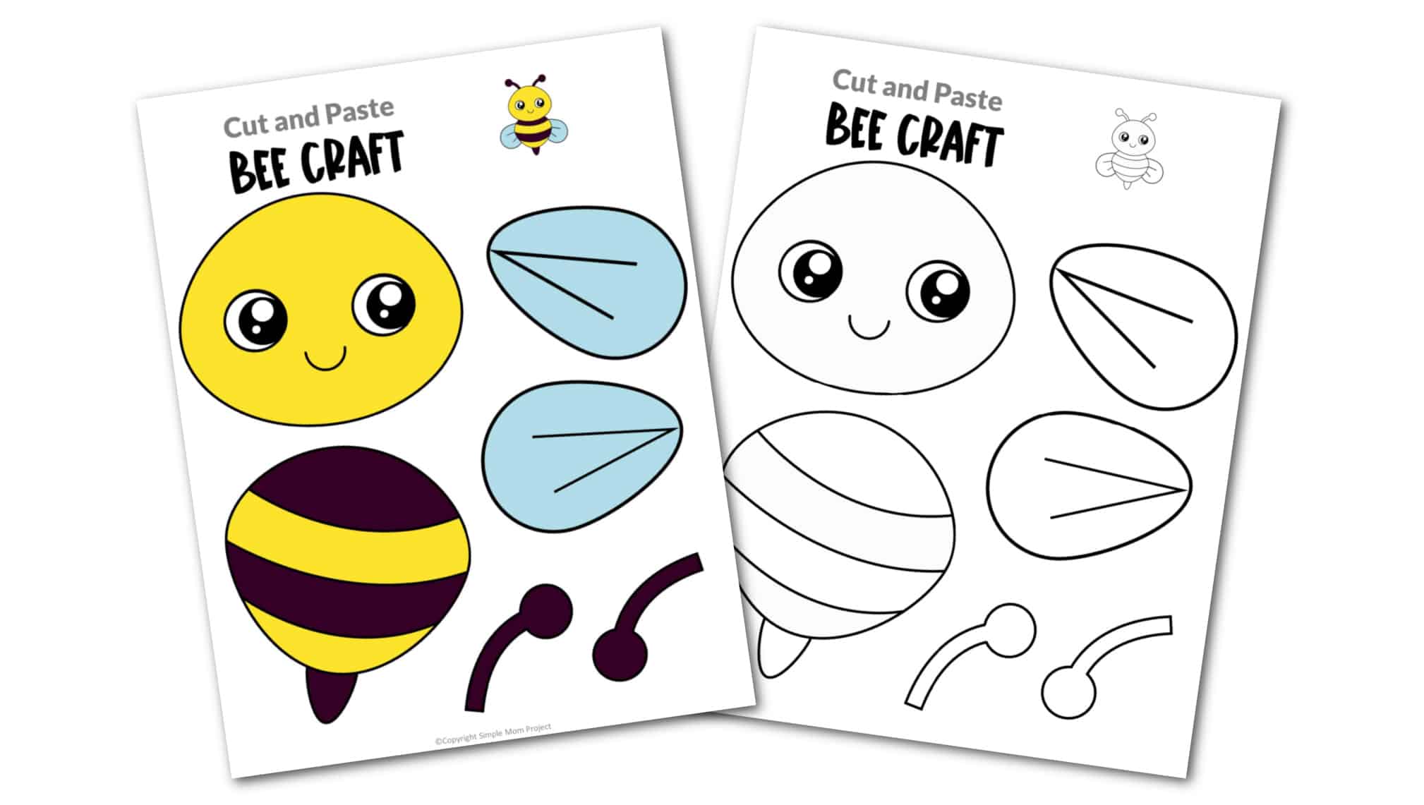 Free Printable Bee Craft for kids, preschoolers and toddlers