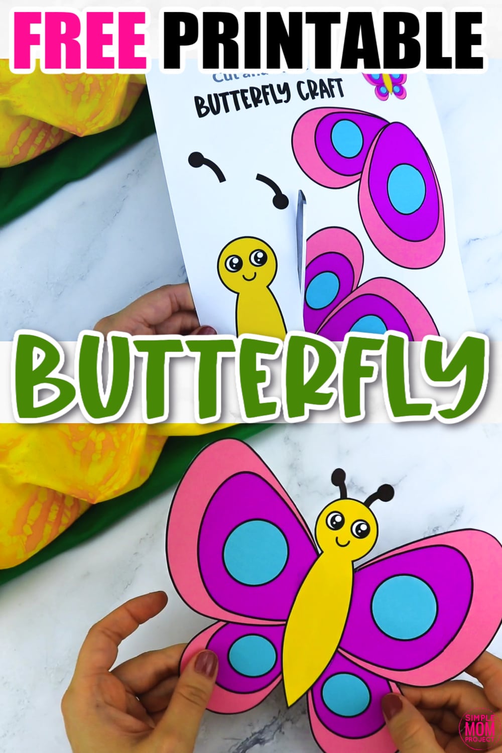 Free Printable Butterfly Craft for Kids, preschoolers and toddlers