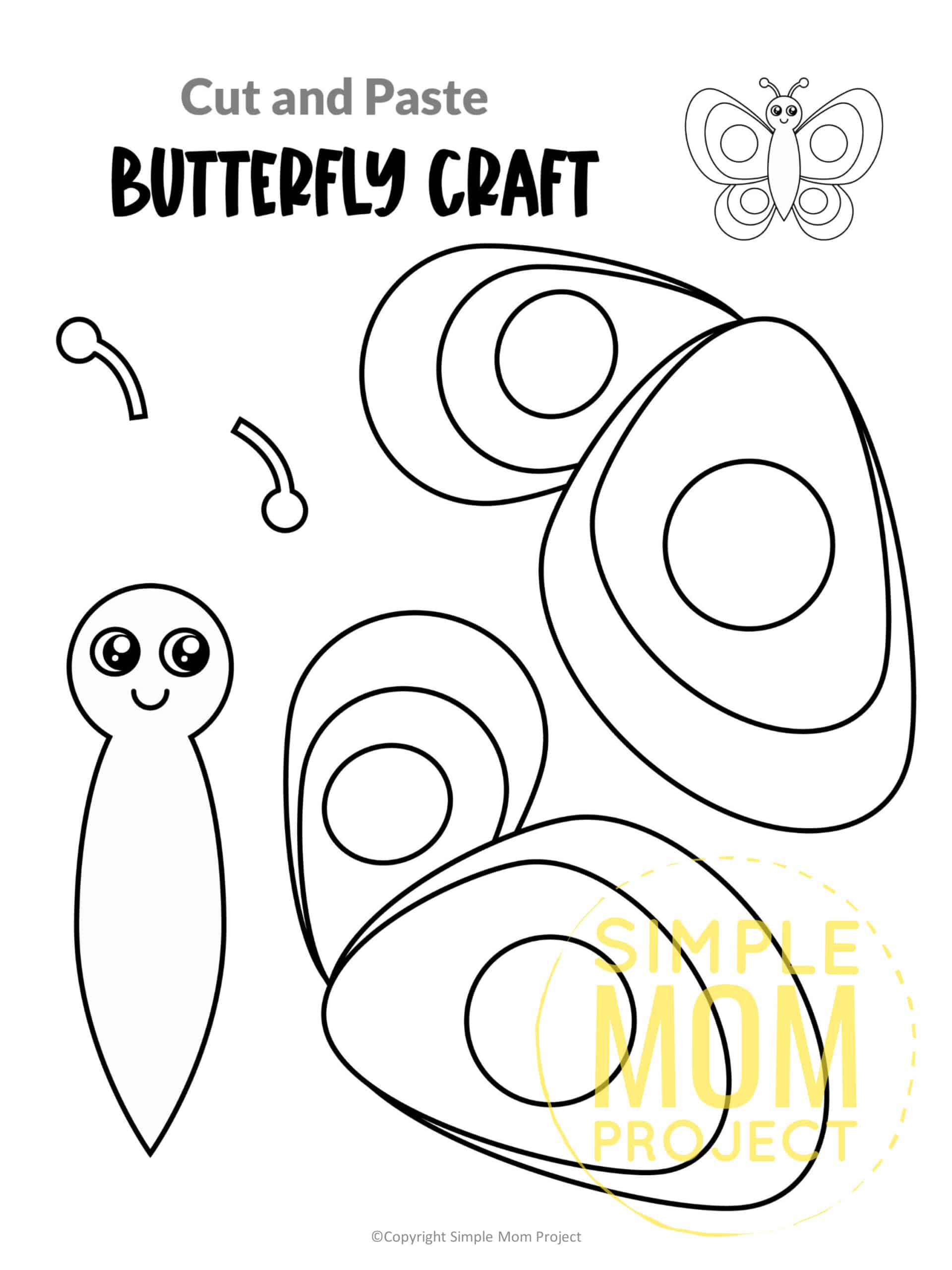 Free Printable Butterfly Craft for Kids, preschoolers and toddlers