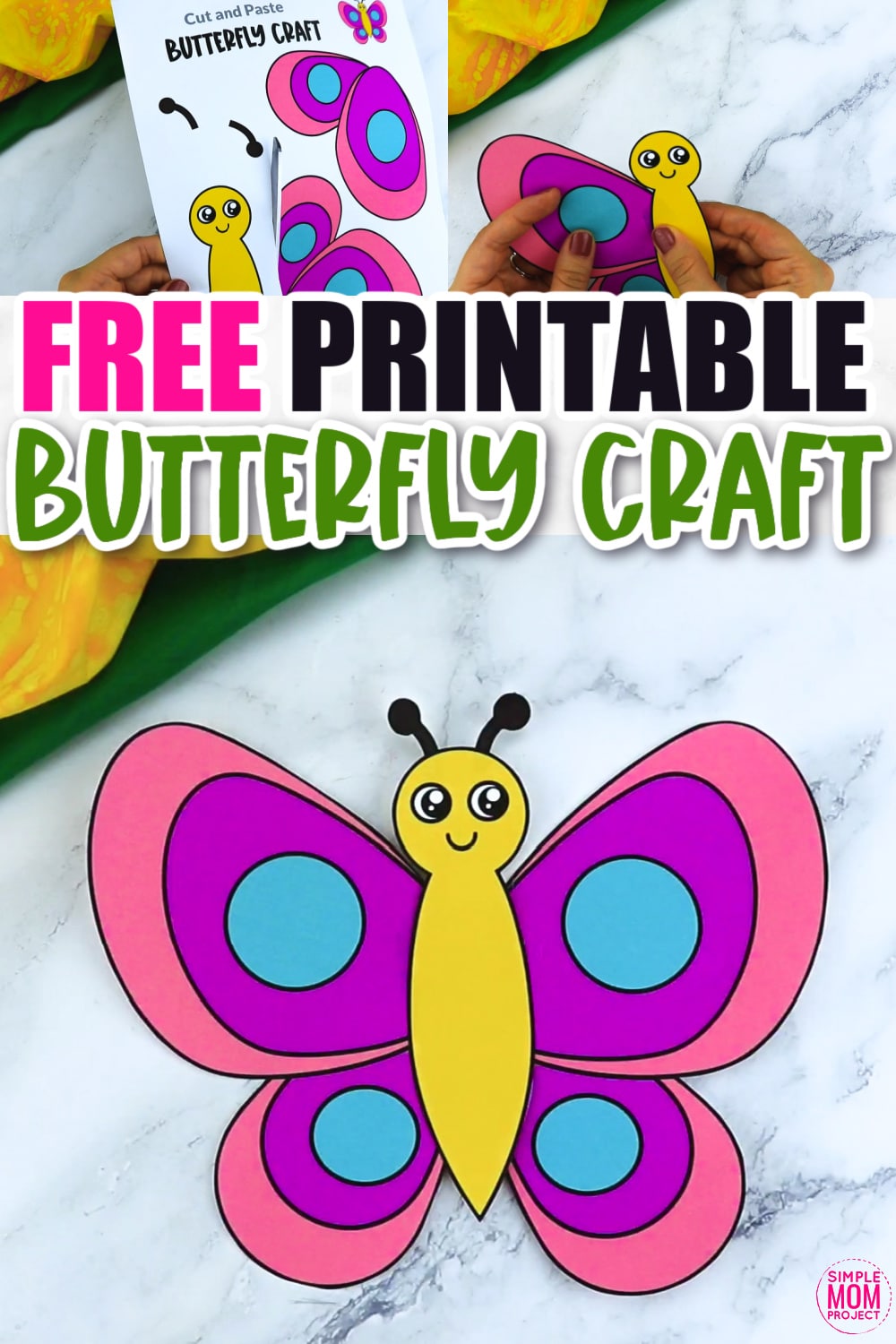 Click now for a simple way to teach the letter B in the alphabet, click now to download and print this easy butterfly craft today! This bug craft is an easy preschool, kindergarten or toddler printable butterfly craft! Turn it into a hanging butterfly making this a fun and creative spring craft. Options for this butterfly craft are endless!