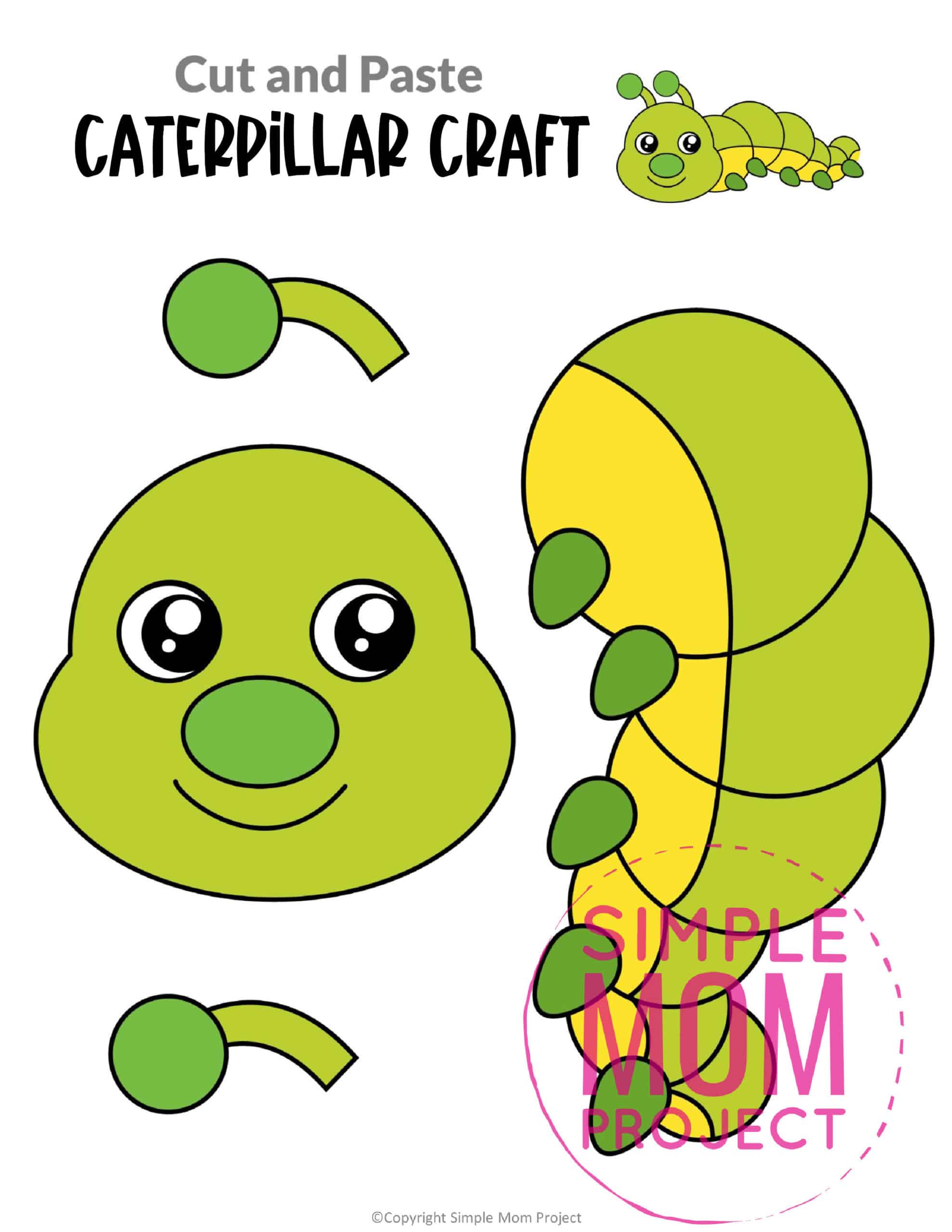 Free Printable Caterpillar Craft for Kids, preschoolers and toddlers