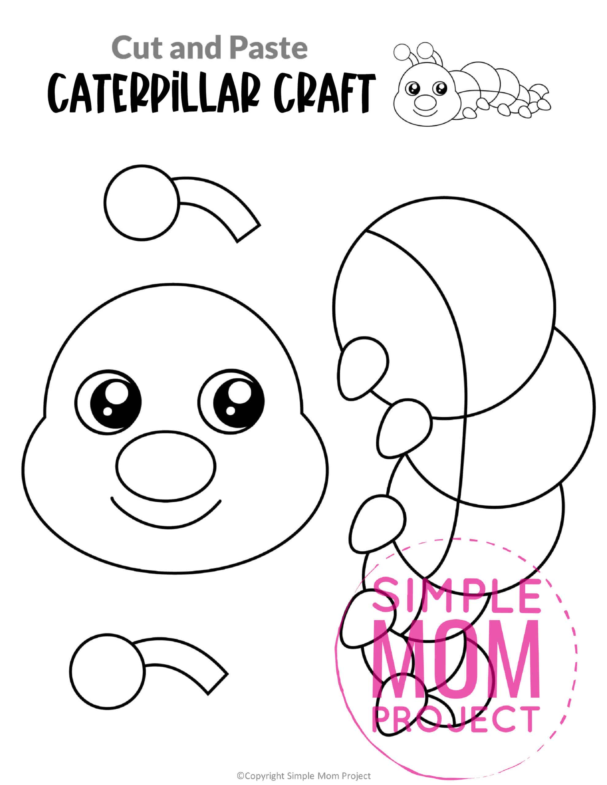 Free Printable Caterpillar Craft for Kids, preschoolers and toddlers
