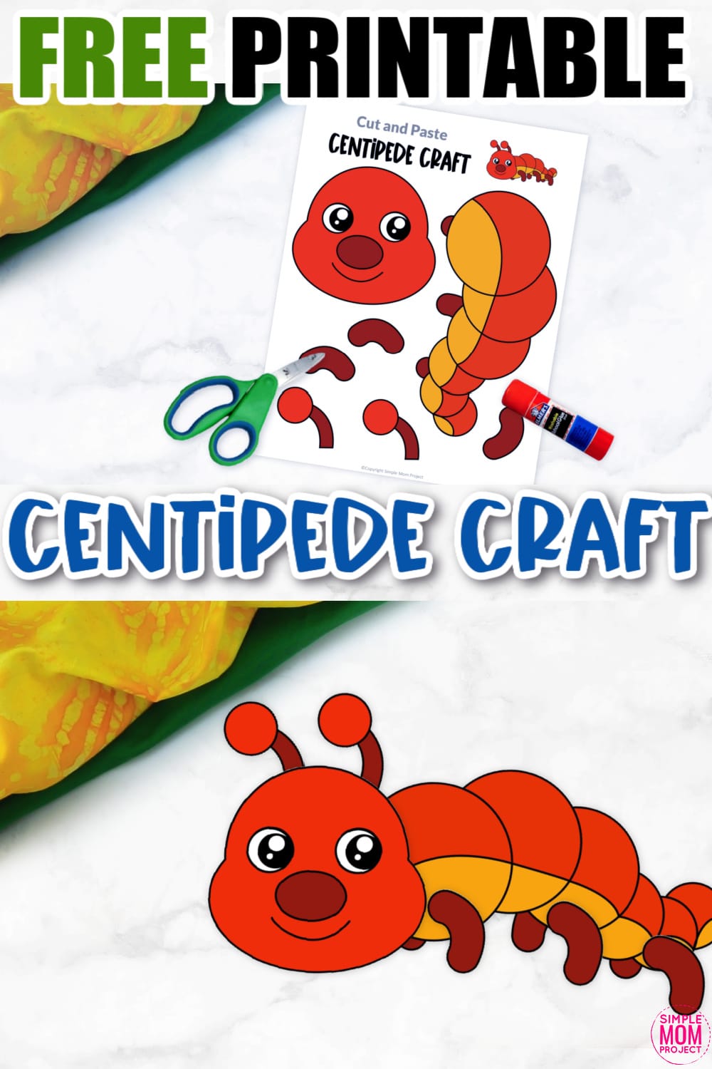 Free Printable Centipede Craft for Kids, preschoolers and toddlers