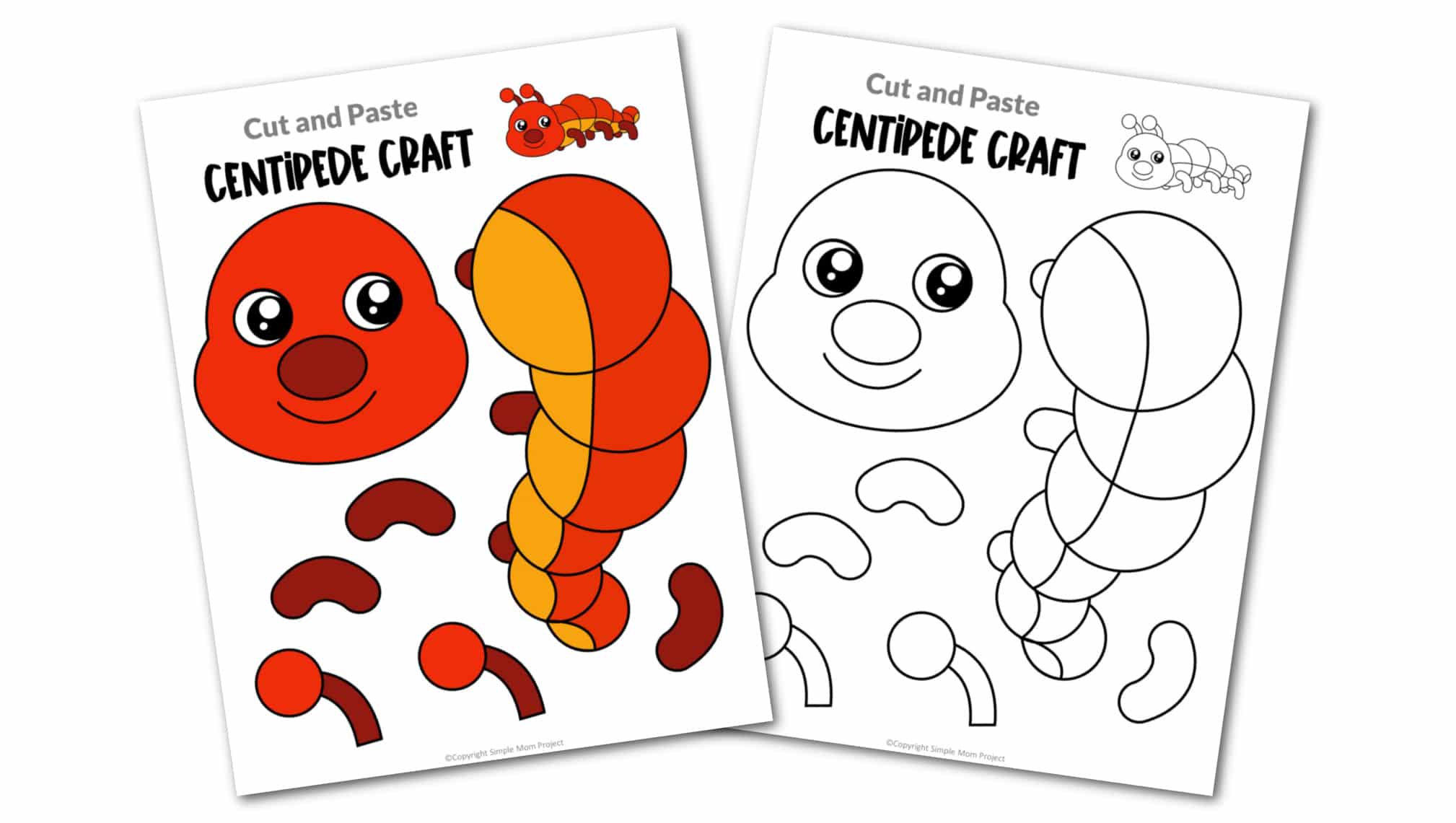 Free Printable Centipede Craft for kids, preschoolers and toddlers