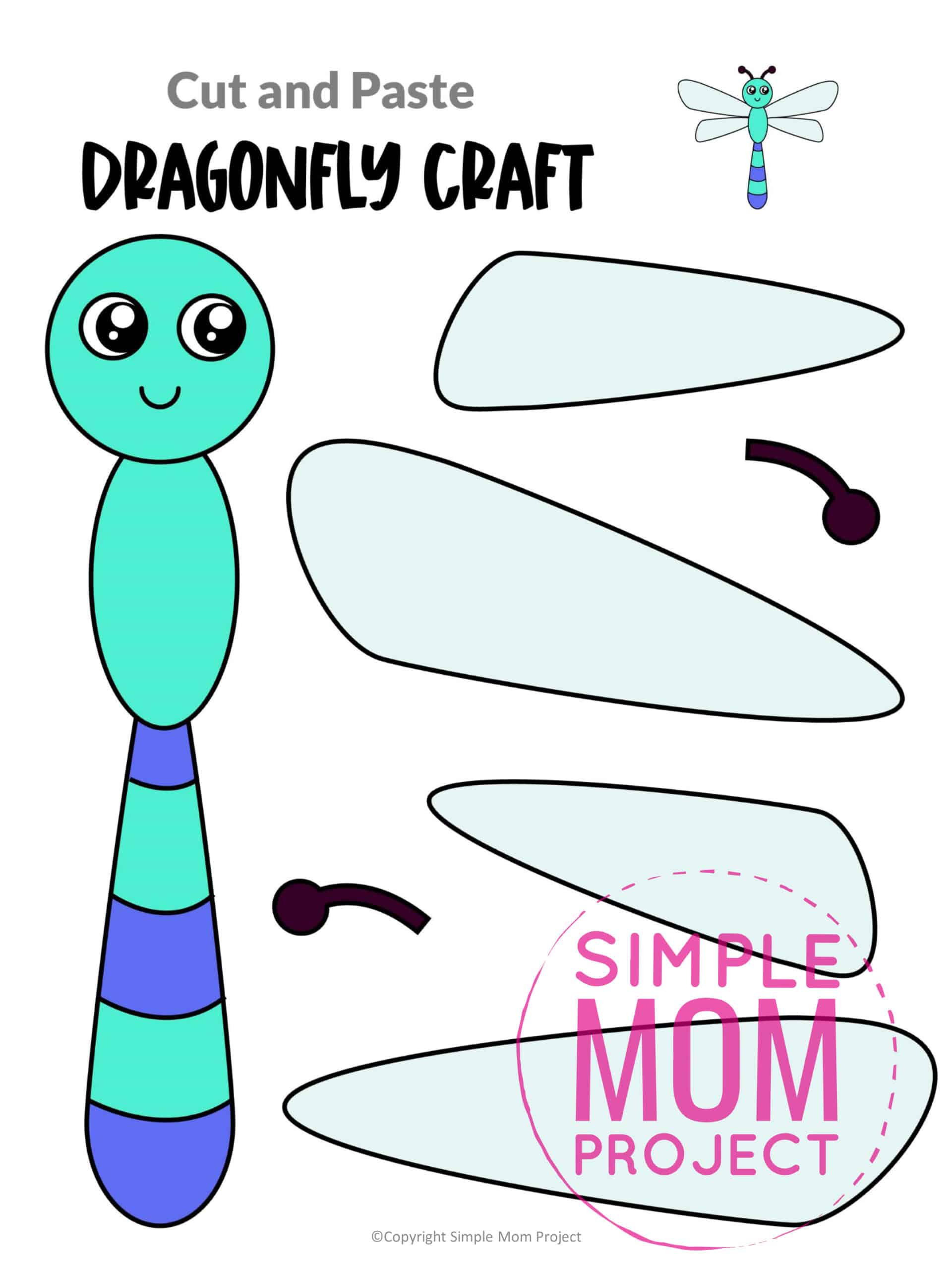 Free Printable Dragonfly Craft for Kids, preschoolers and toddlers