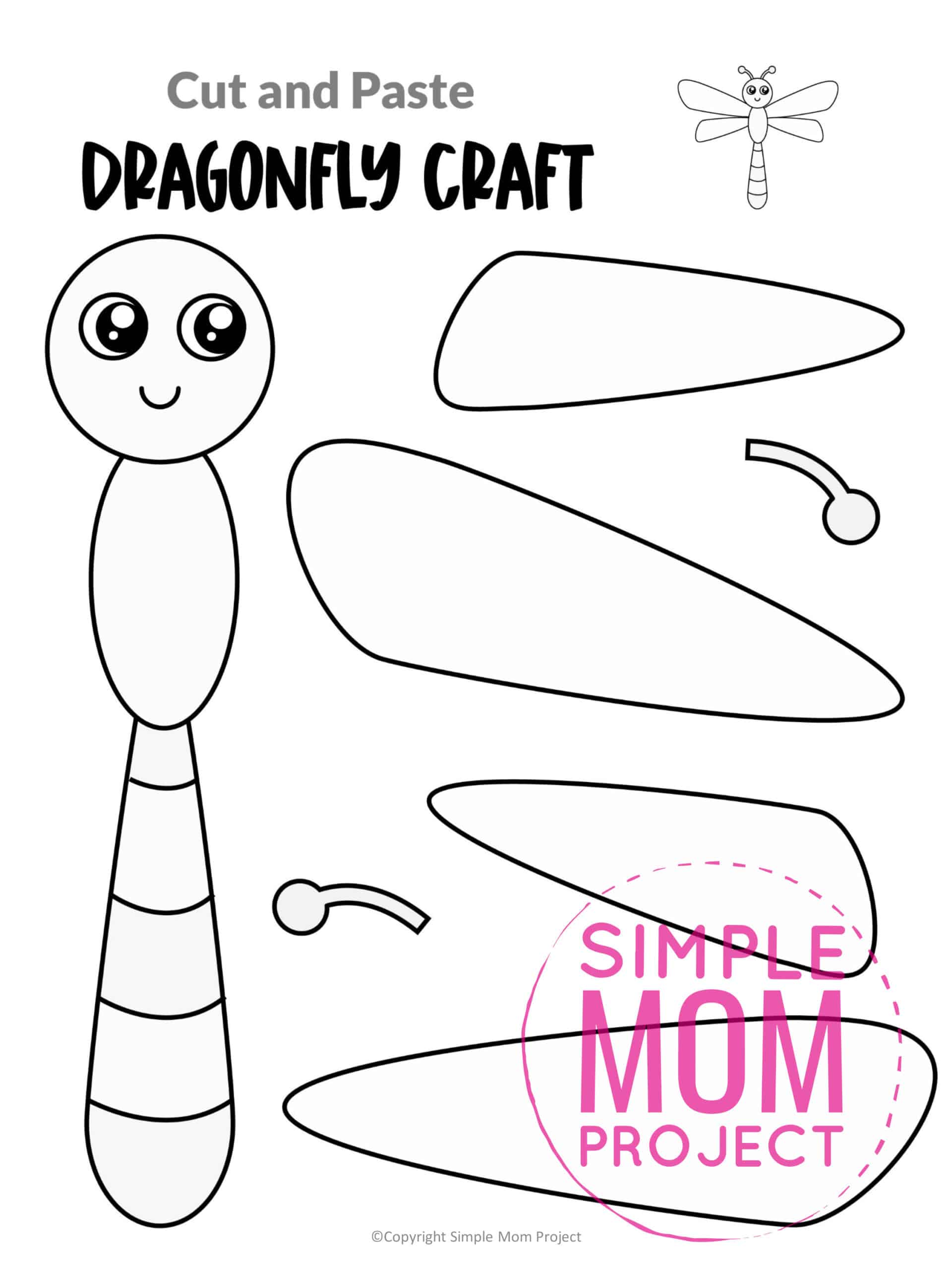 Free Printable Dragonfly Craft for Kids, preschoolers and toddlers