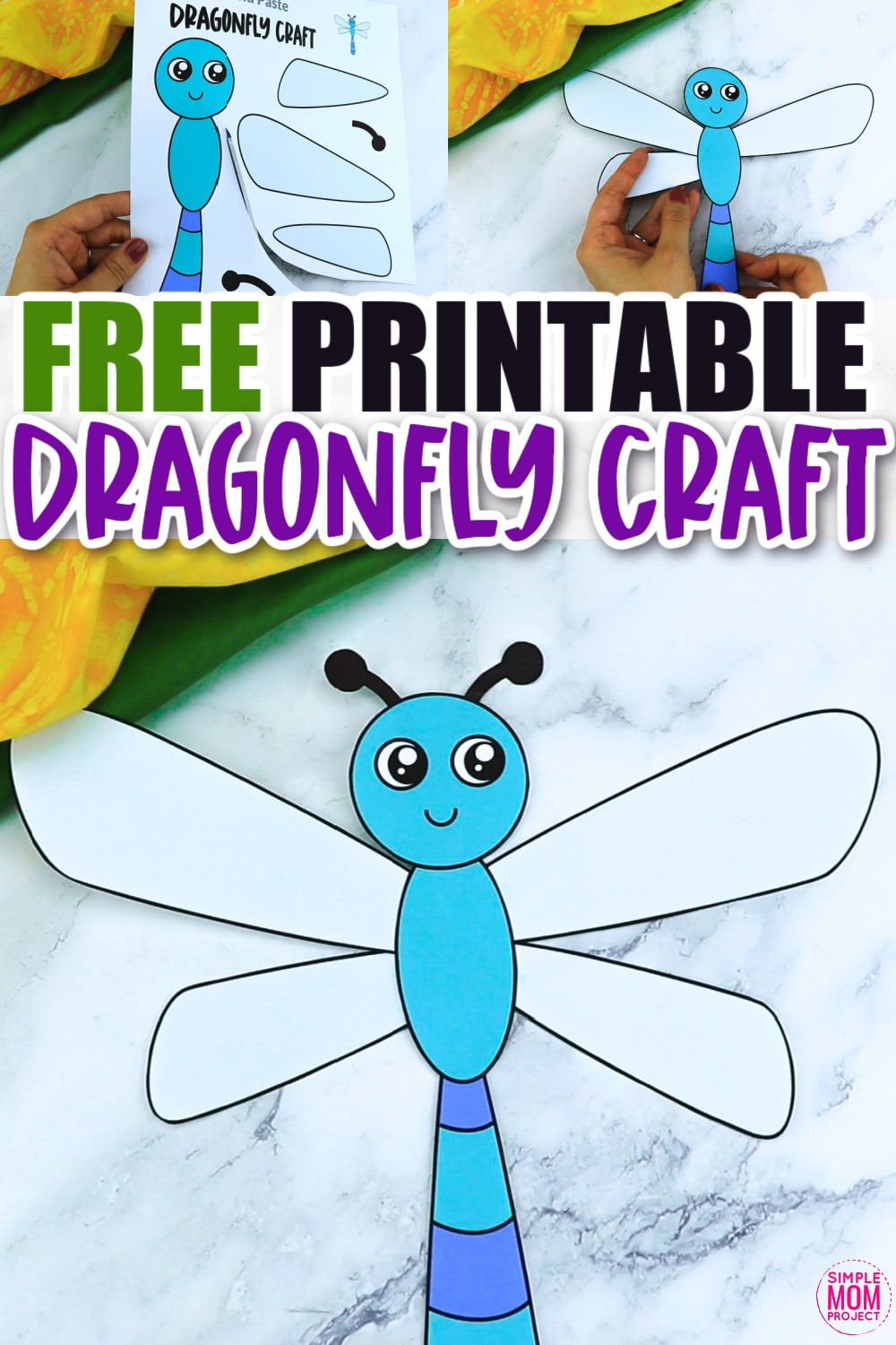 Click now for a simple way to teach the letter D in the alphabet, click now to download and print this easy dragonfly craft today! This insect craft is an easy preschool, kindergarten or toddler printable dragonfly craft! Turn it into a puppet by using recycled materials and gluing the dragonfly template to a paper plate or Popsicle stick. Options for this dragonfly craft are endless!