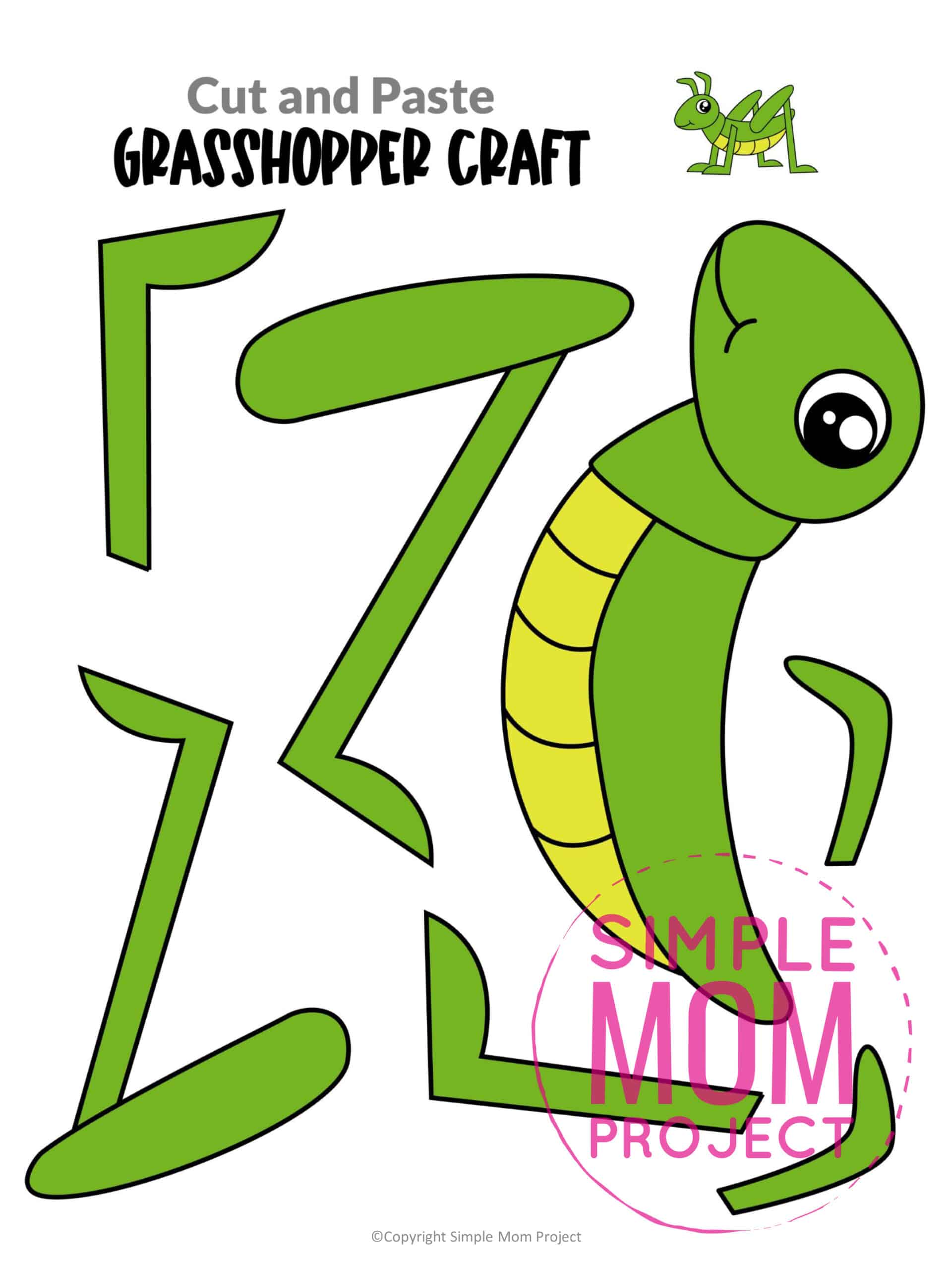 Free Printable Grasshopper Craft for Kids, preschoolers and toddlers