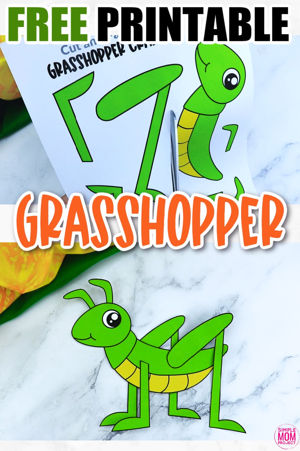 Free Printable Grasshopper Craft for Kids, preschoolers and toddlers