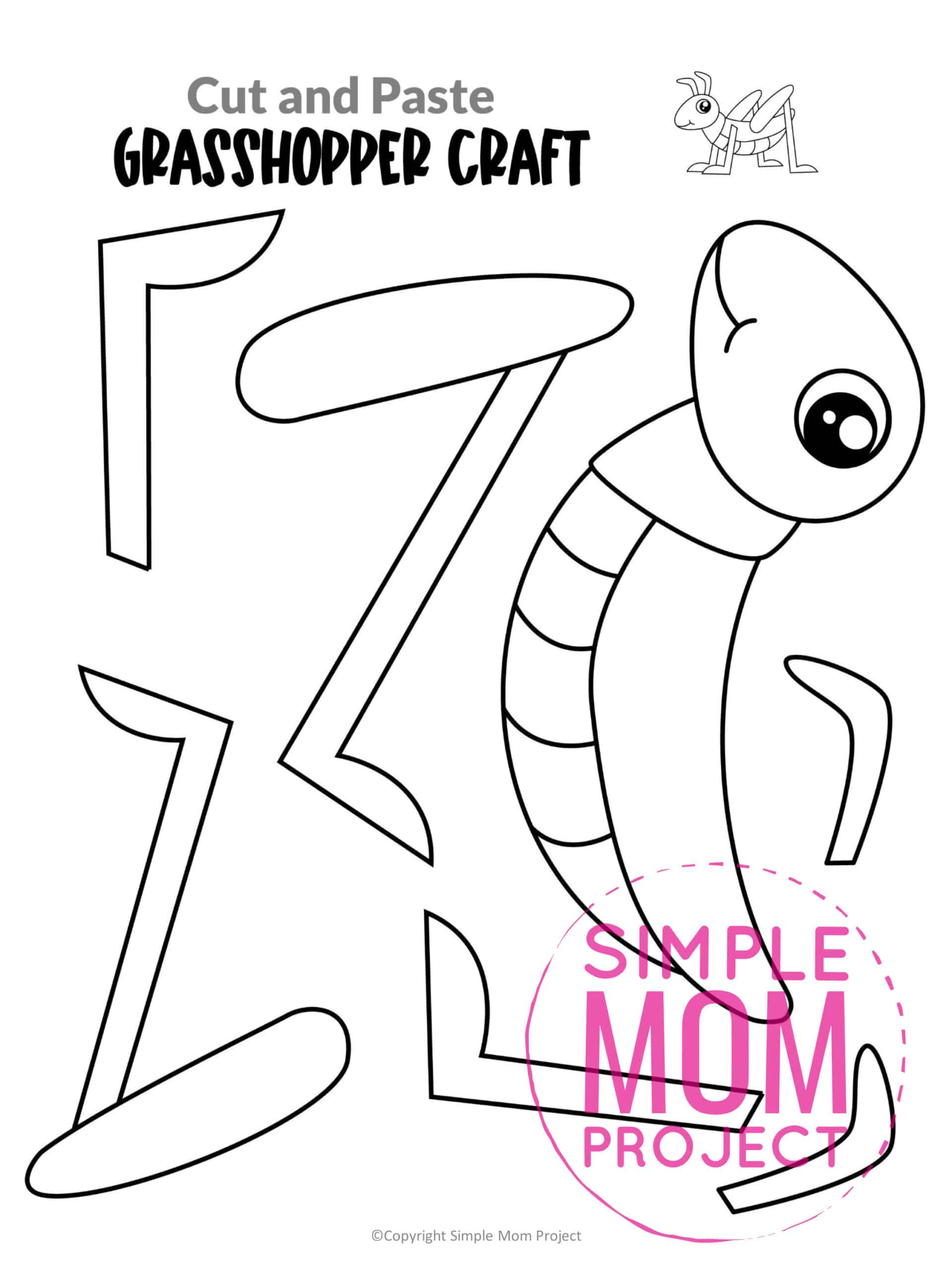 Free Printable Grasshopper Craft for Kids, preschoolers and toddlers