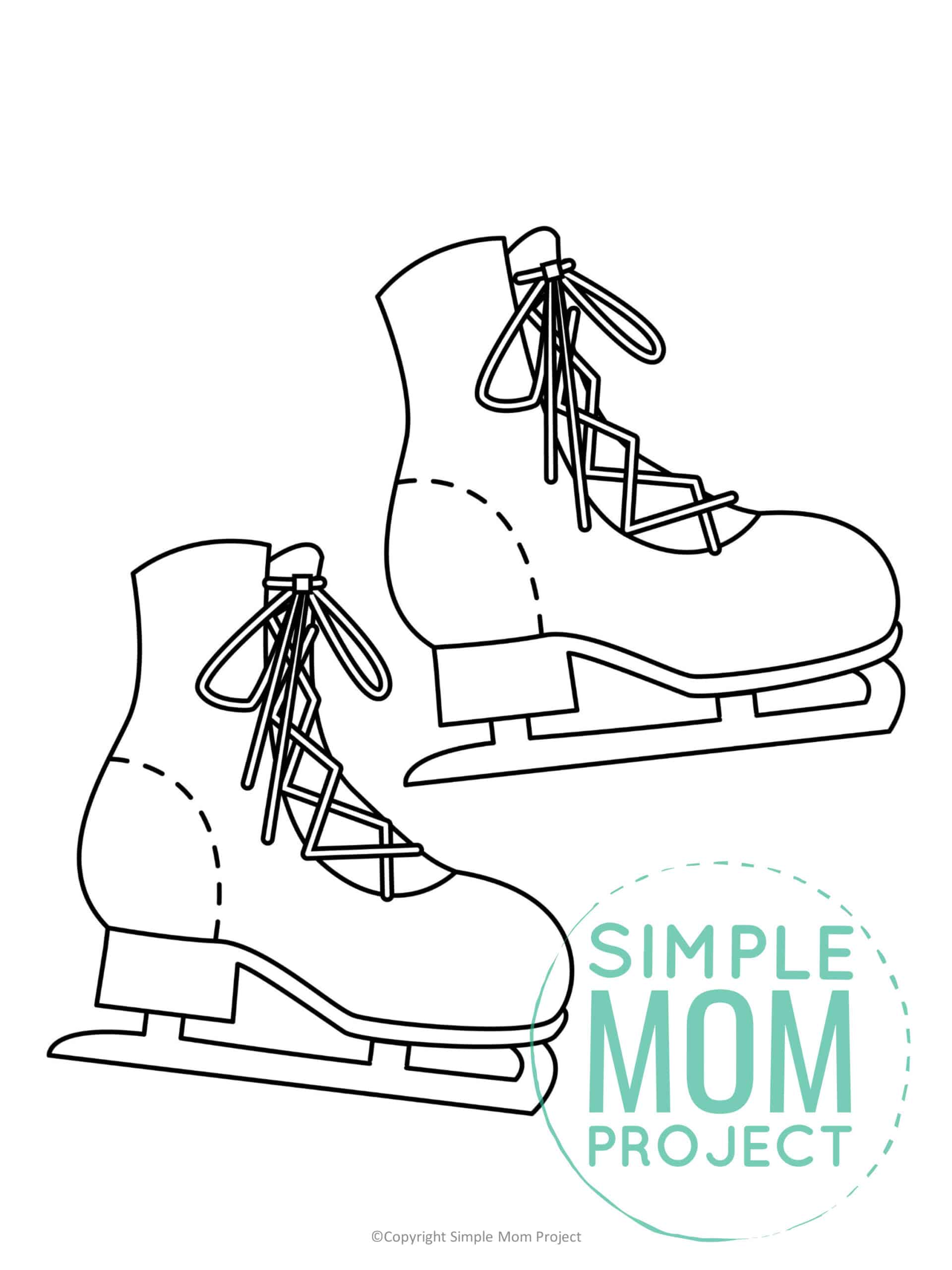 Free Printable Ice Skates Template for kids preschoolers toddlers
