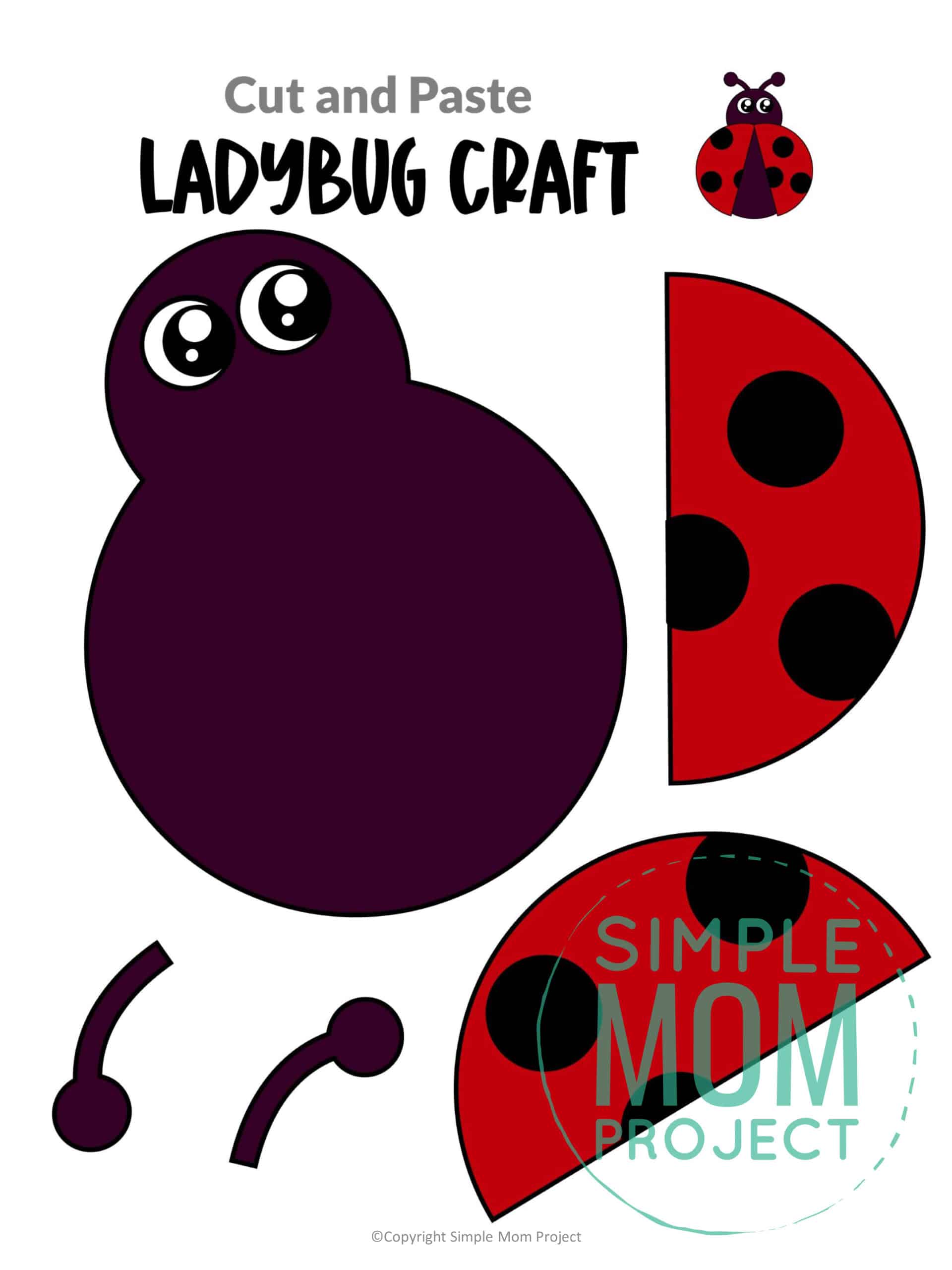 Free Printable Ladybug Craft for Kids, preschoolers and toddlers