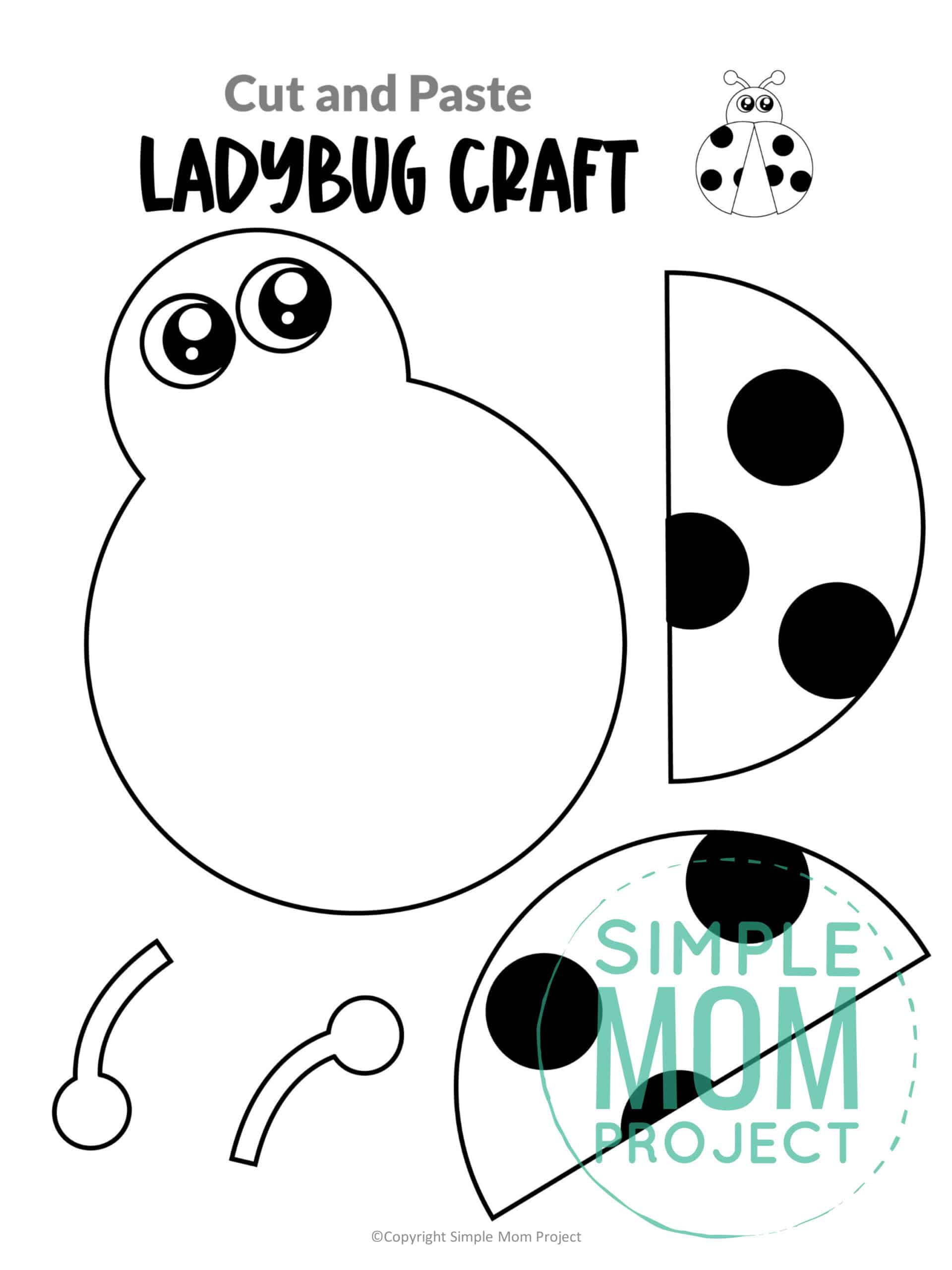 Free Printable Ladybug Craft for Kids, preschoolers and toddlers