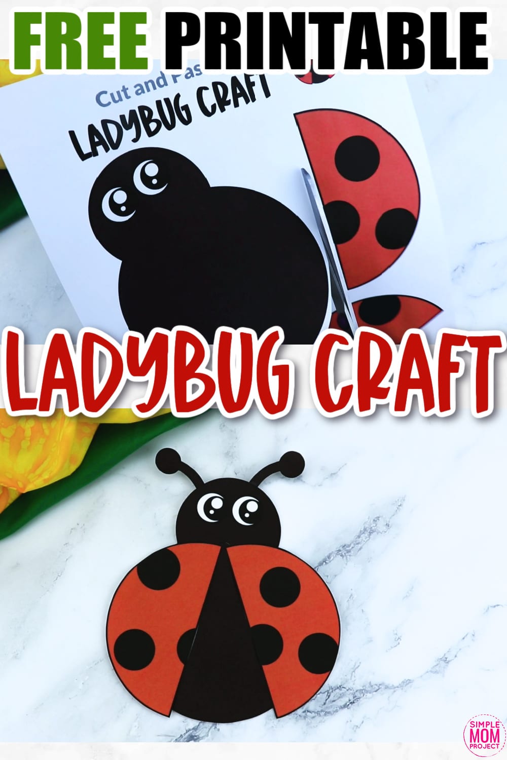 Free Printable Ladybug Craft for Kids, preschoolers and toddlers