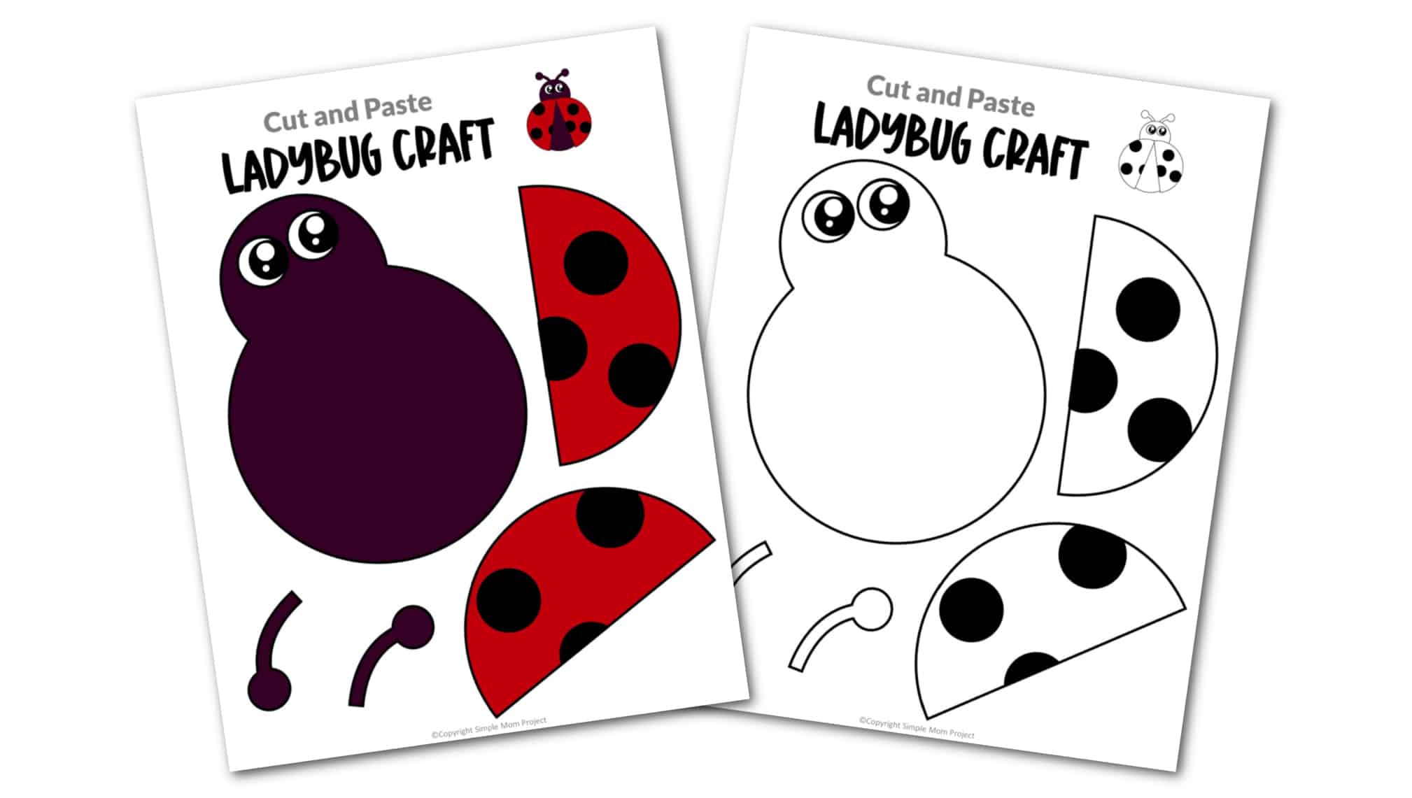 Free Printable Ladybug Craft for kids, preschoolers and toddlers
