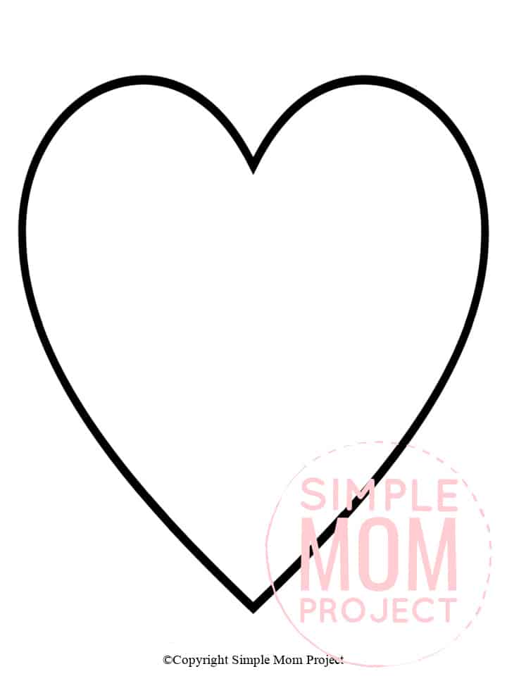 Free Printable Large Shape Heart Template heart stencil heart cut out heart outline