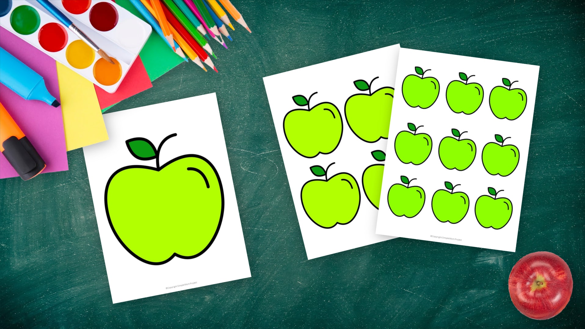 Free Printable Large Small Medium Red Apple Template for Fall Crafts, Autumn Apple Crafts, Teacher Appreciation Crafts 3