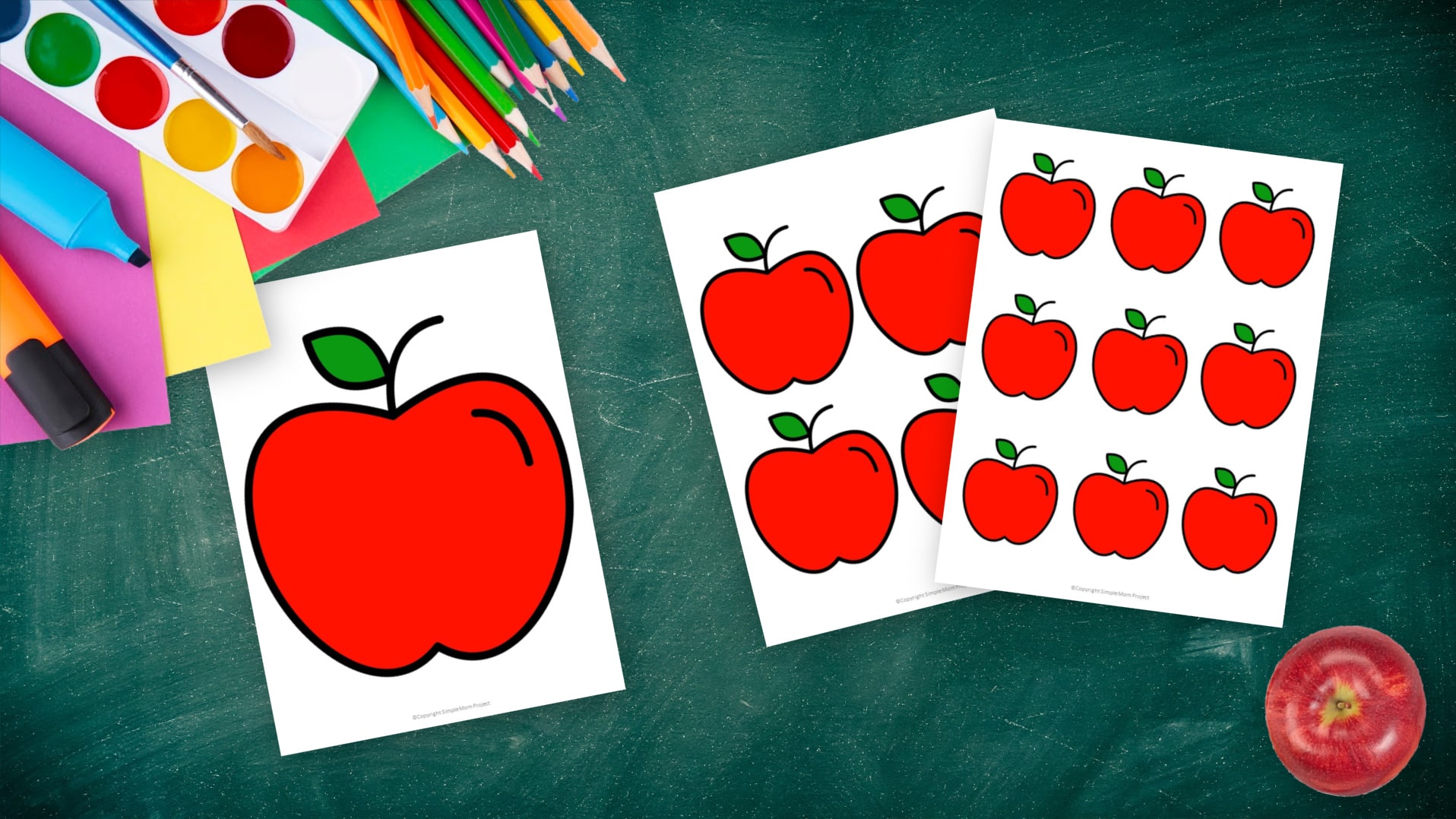 Free Printable Large Small Medium Red Apple Template for Fall Crafts, Autumn Apple Crafts, Teacher Appreciation Crafts 3