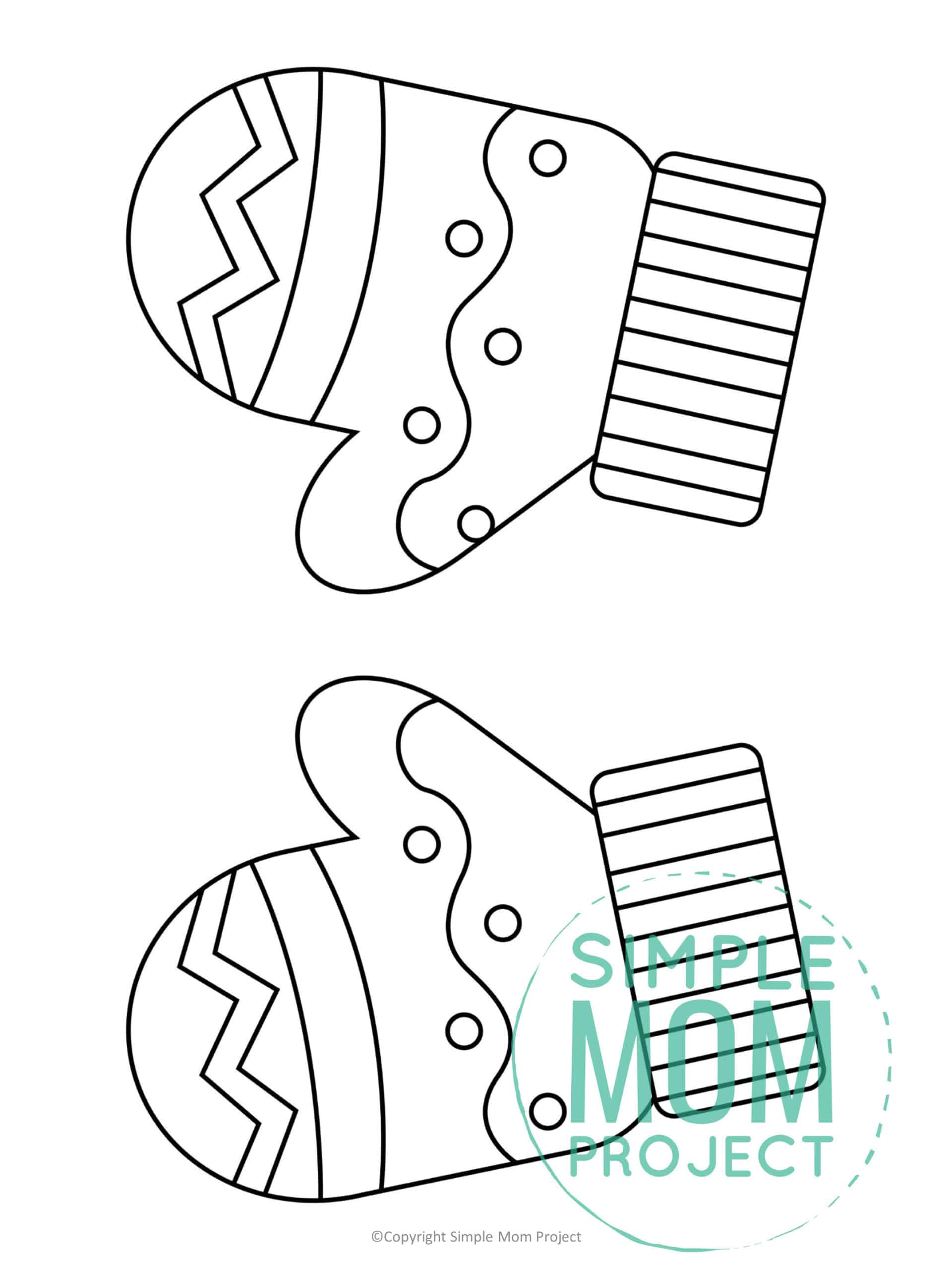 Free Printable Mittens Template for kids preschoolers toddlers