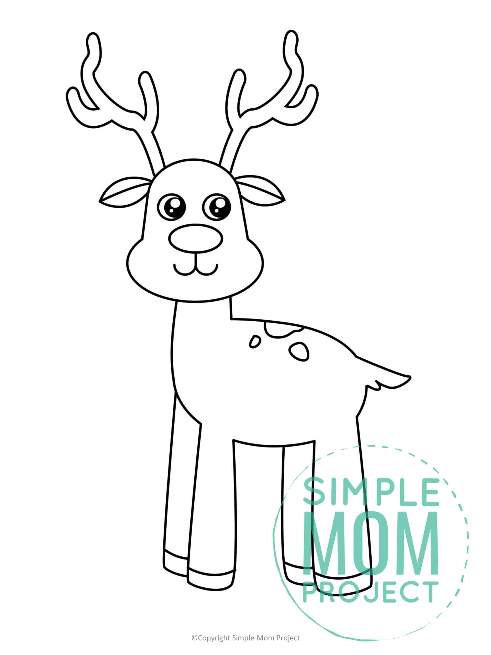 Free Printable Reindeer Template for kids preschoolers toddlers
