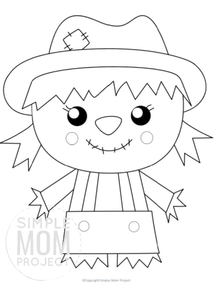Free Printable Scarecrow Template for kids preschoolers toddlers