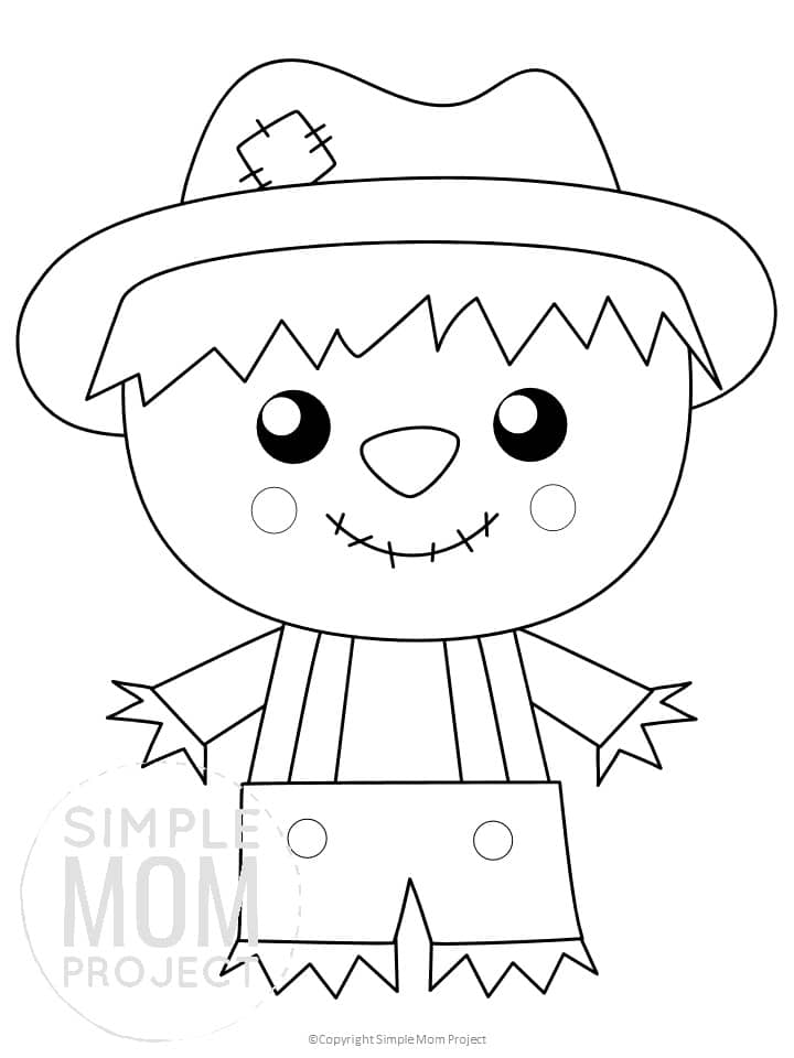 Free Printable Scarecrow Template for kids preschoolers toddlers