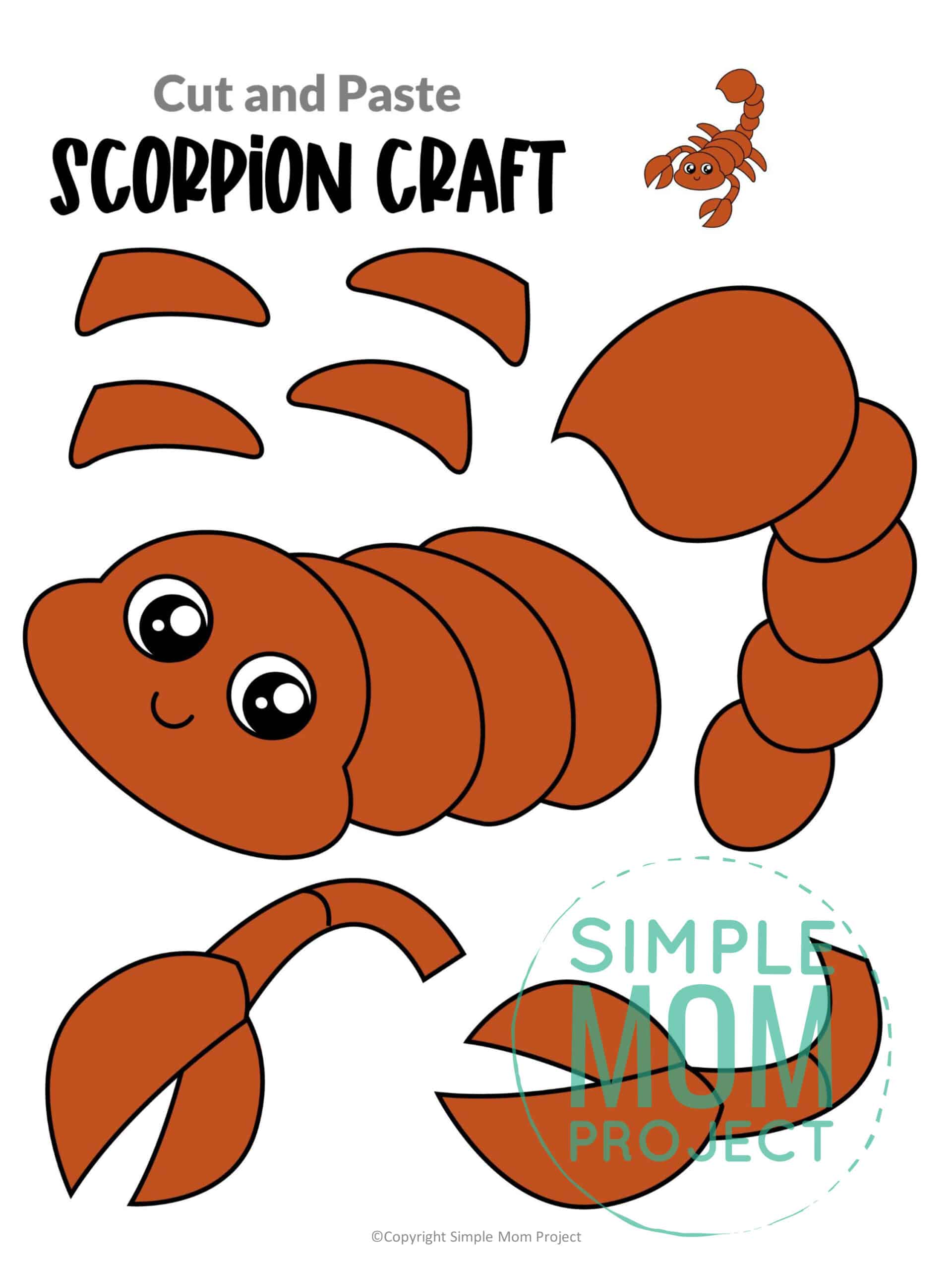 Free Printable Scorpion Craft for Kids, preschoolers and toddlers