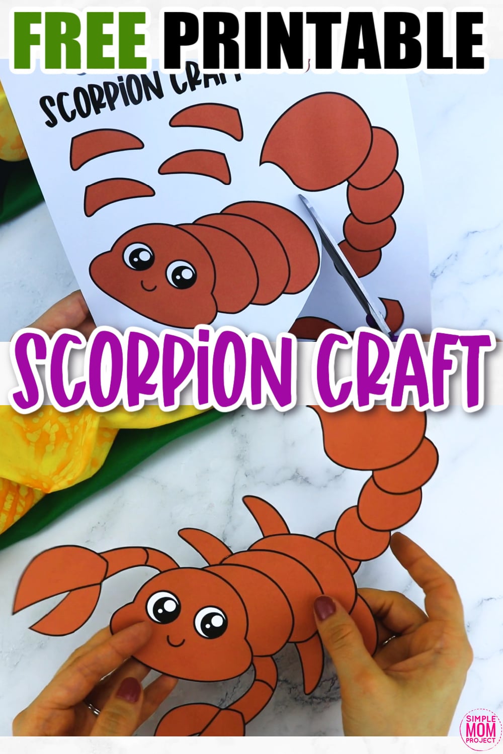 Free Printable Scorpion Craft for Kids, preschoolers and toddlers
