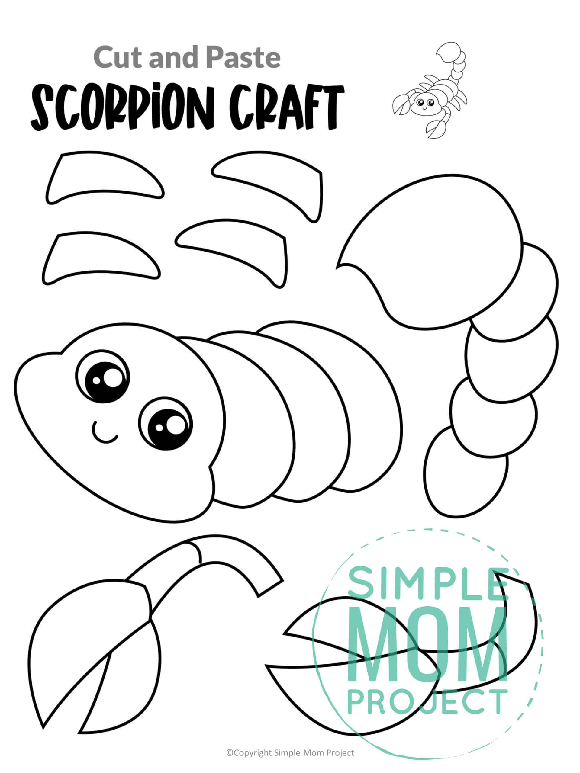 Free Printable Scorpion Craft for Kids, preschoolers and toddlers
