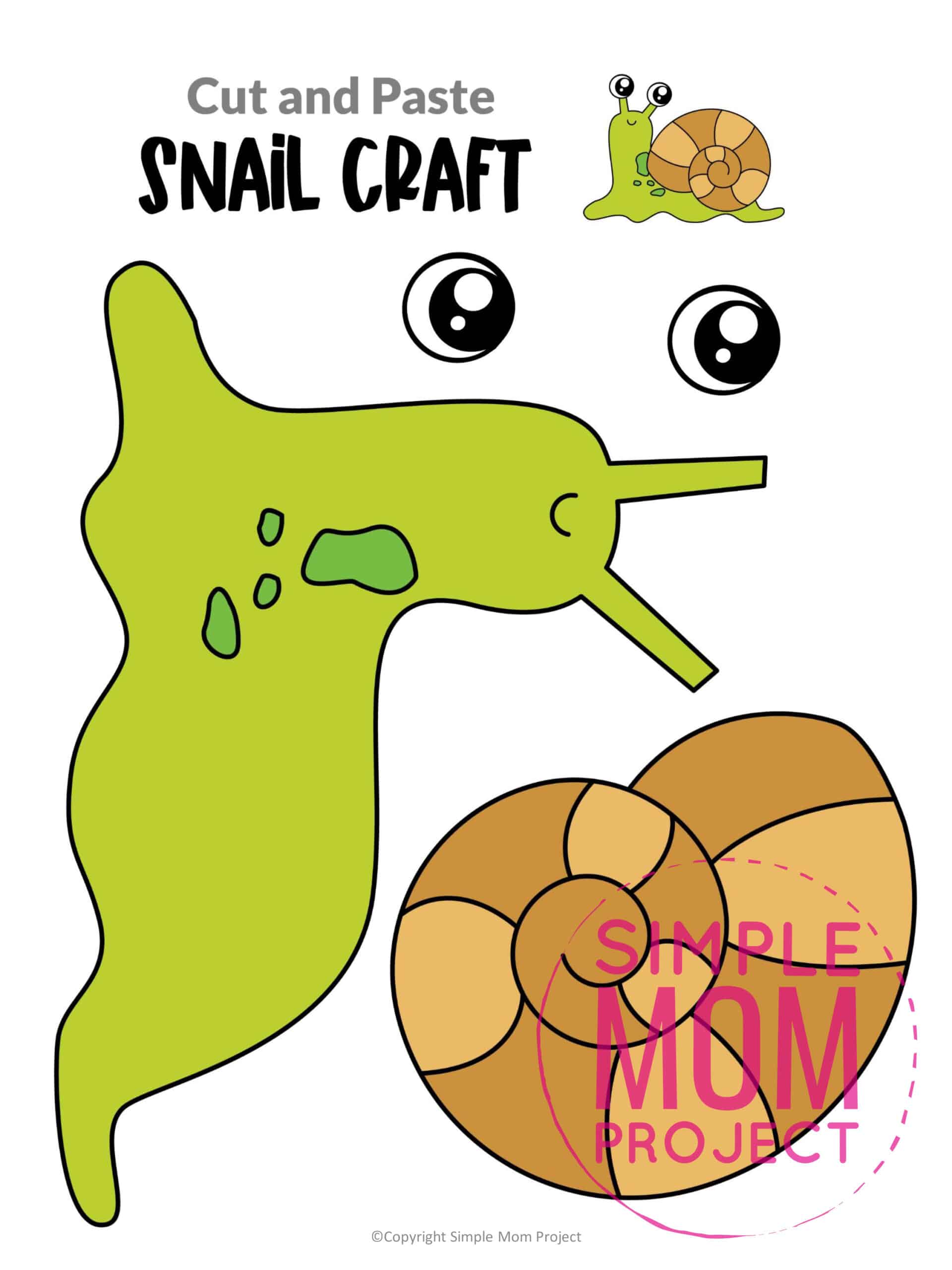 Free Printable Snail Craft for Kids, preschoolers and toddlers