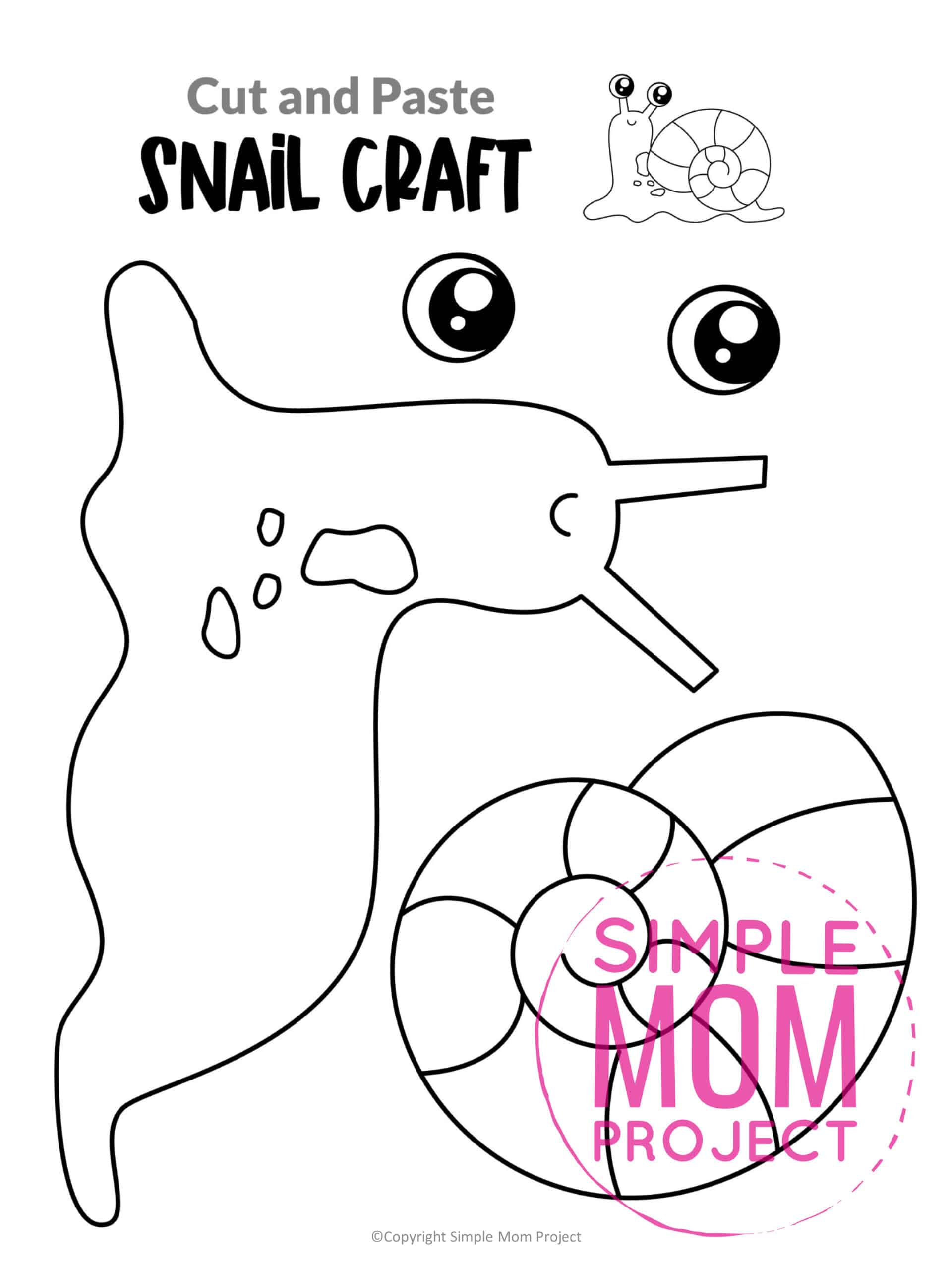 Free Printable Snail Craft for Kids, preschoolers and toddlers