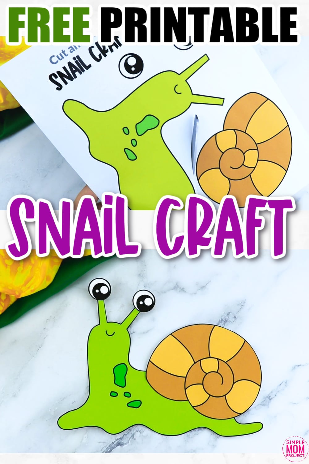 Free Printable Snail Craft for Kids, preschoolers and toddlers