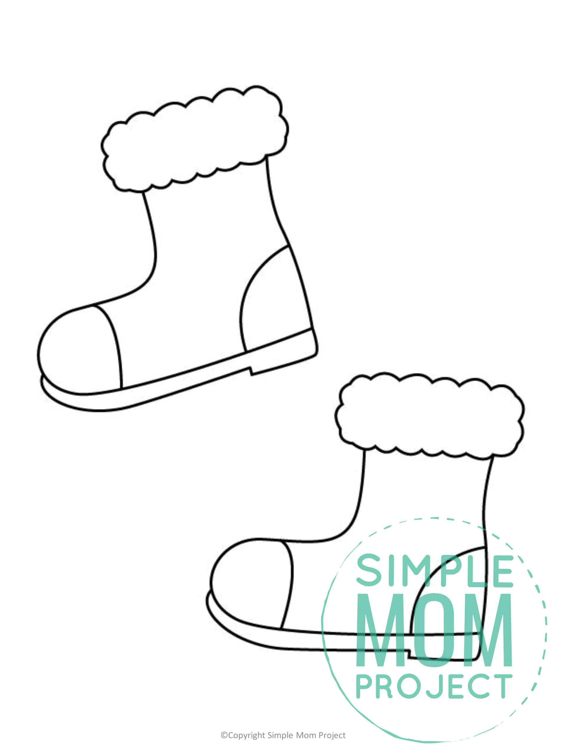 Free Printable Snow Boots Template for kids preschoolers toddlers