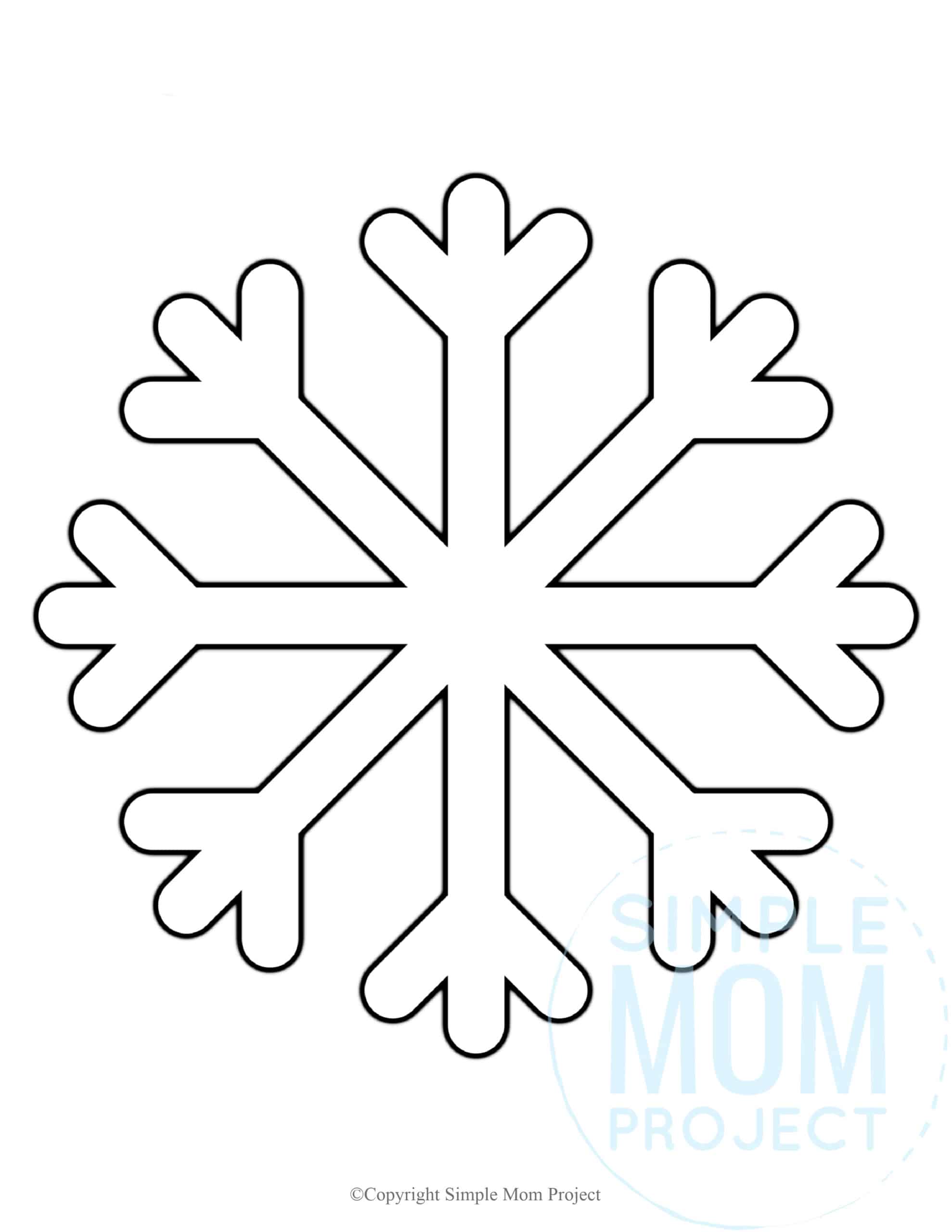 Free Printable Snowflake template, snowflake pattern, snowflake stencil, snowflake outline for kids winter crafts