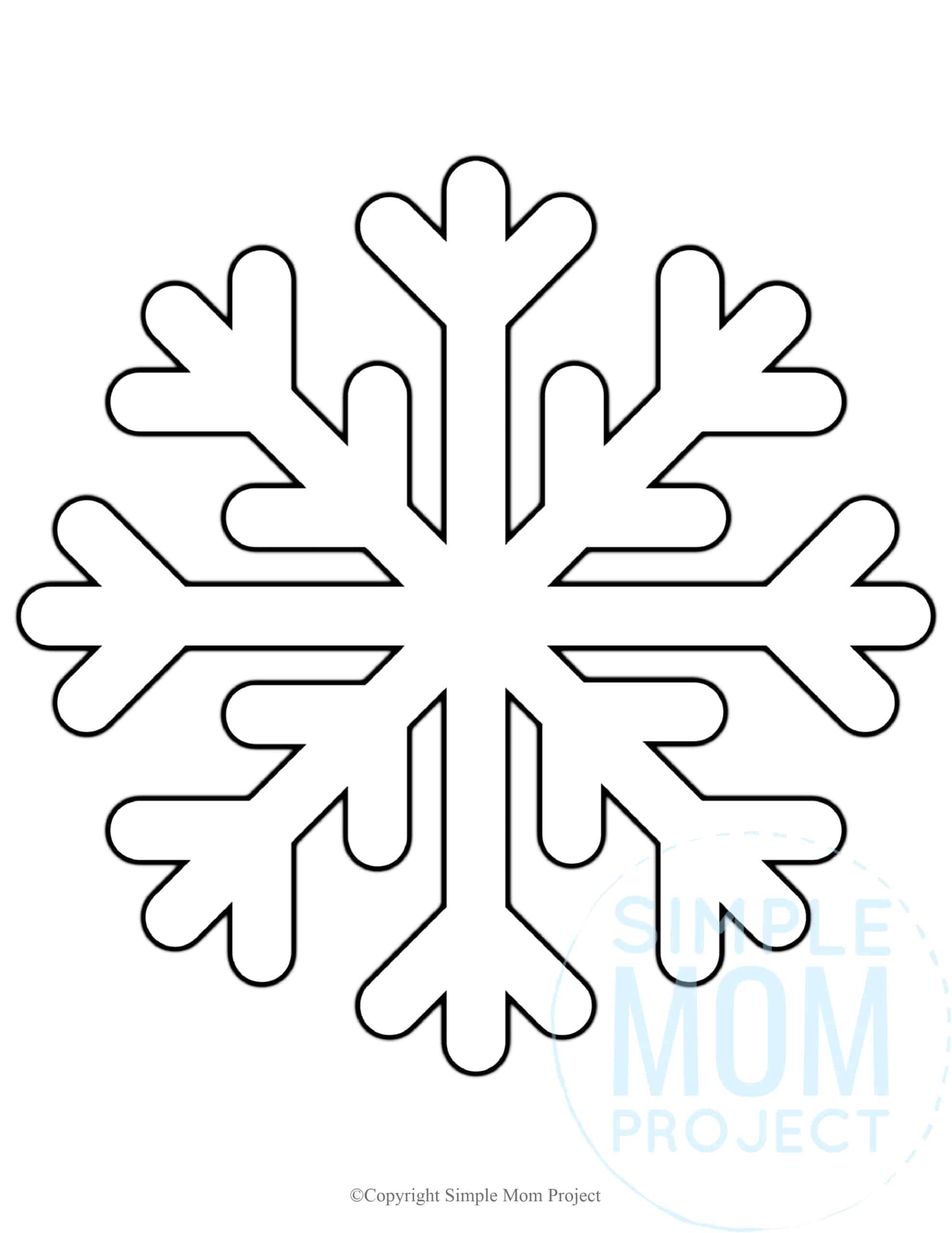 Free Printable Snowflake template, snowflake pattern, snowflake stencil, snowflake outline for kids winter crafts