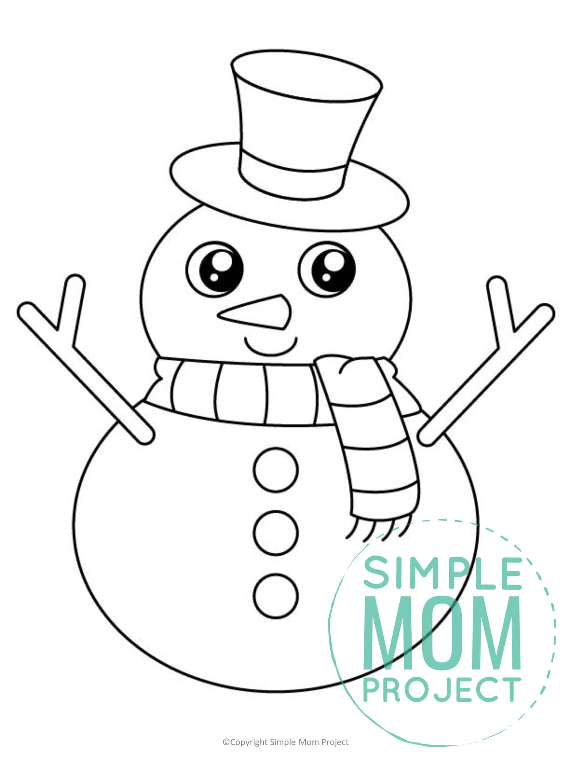 Free Printable Snowman Template for kids preschoolers toddlers
