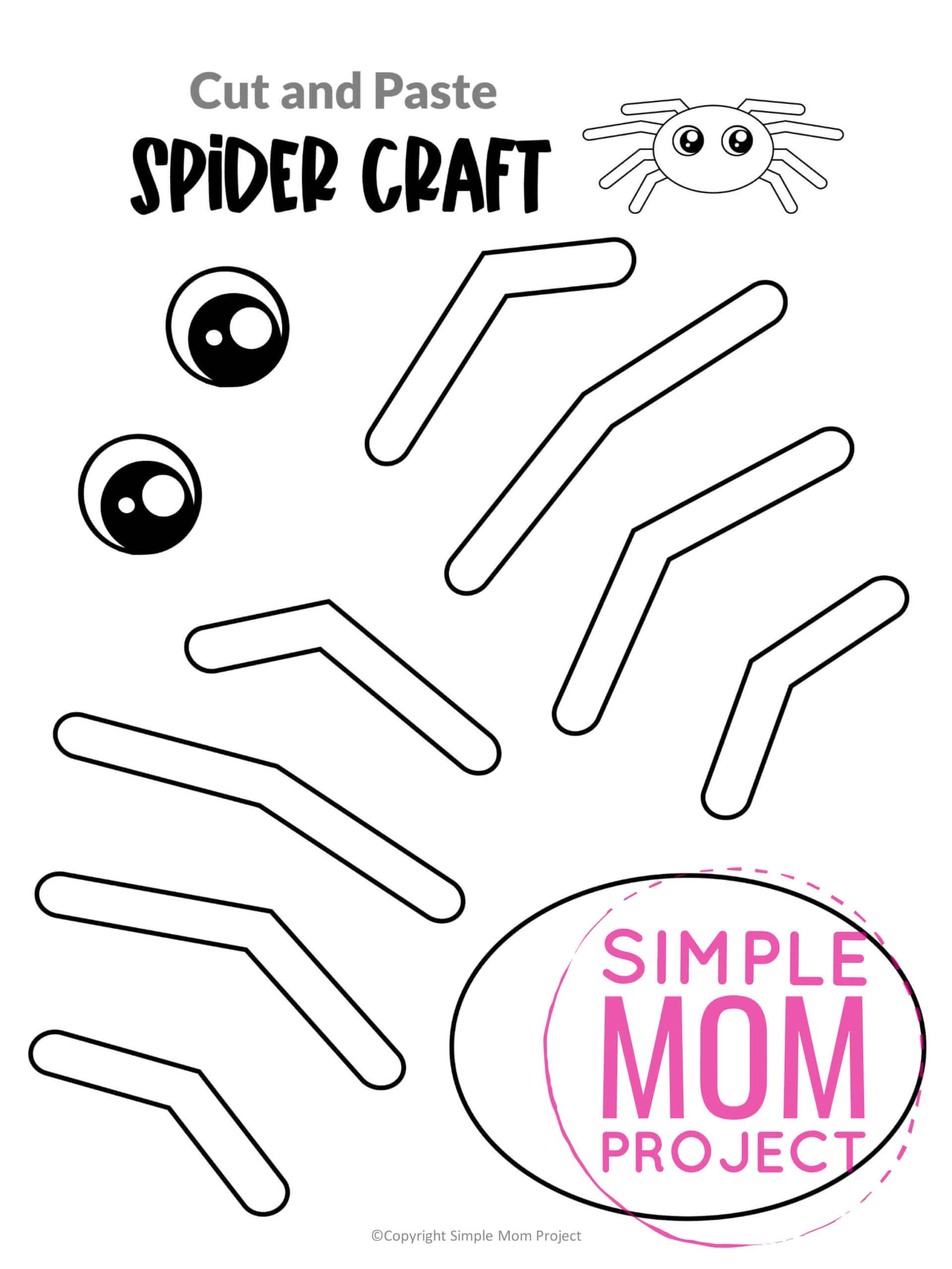 Free Printable Spider Craft for Kids, preschoolers and toddlers