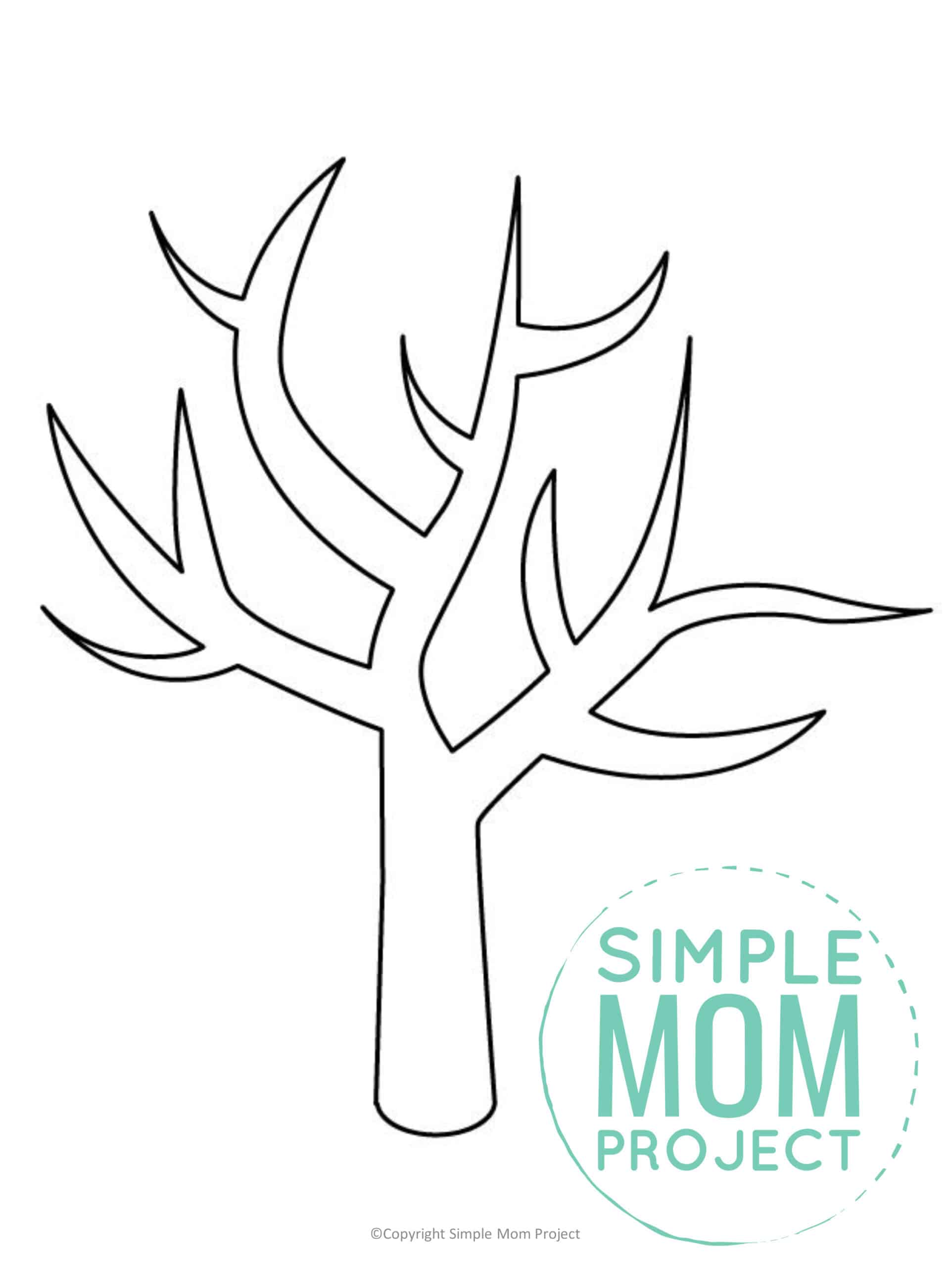 Free Printable Winter Tree Template for kids preschoolers toddlers
