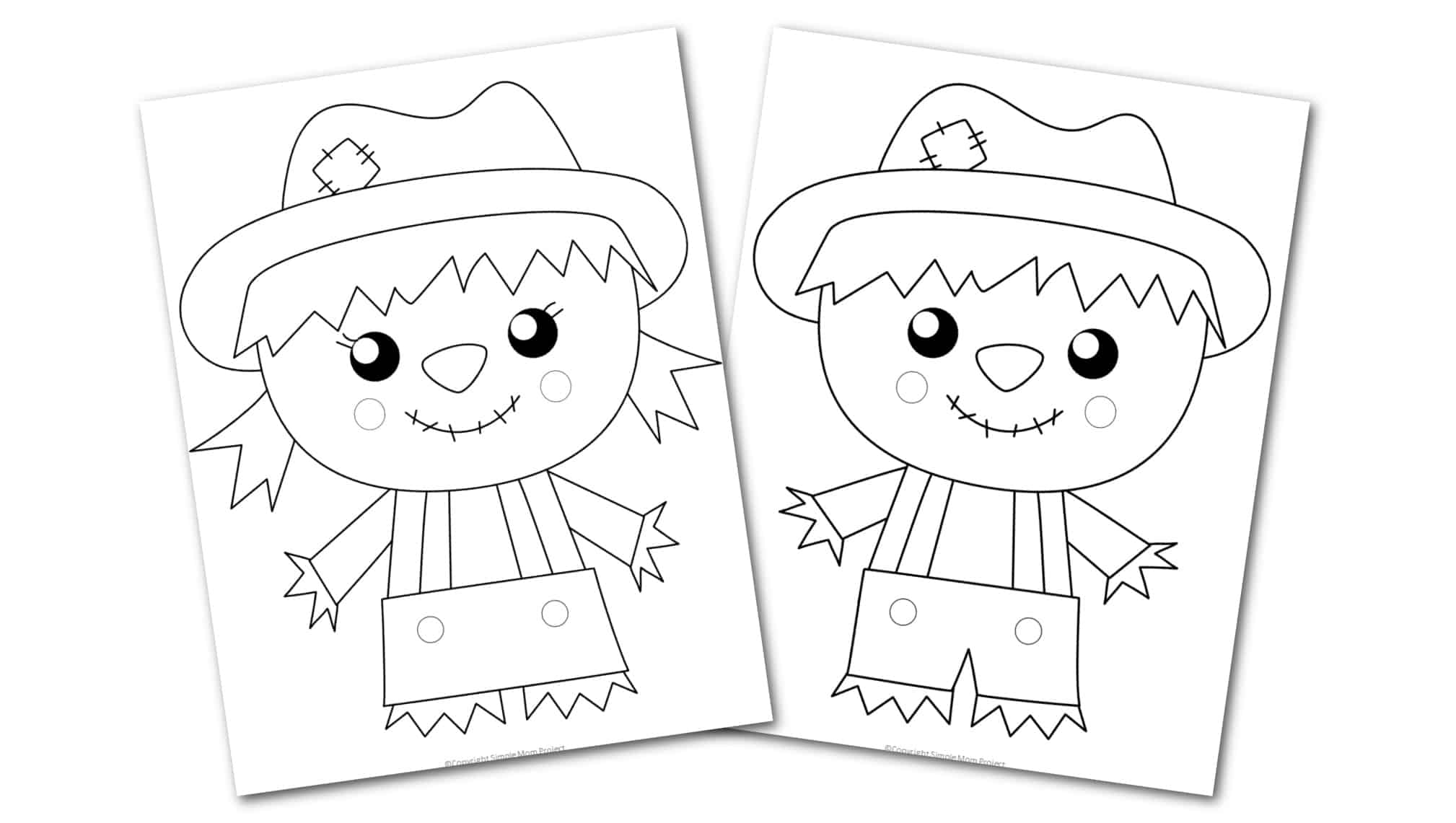 Free Printable Scarecrow coloring page for preschoolers, toddlers and kindergartners 3