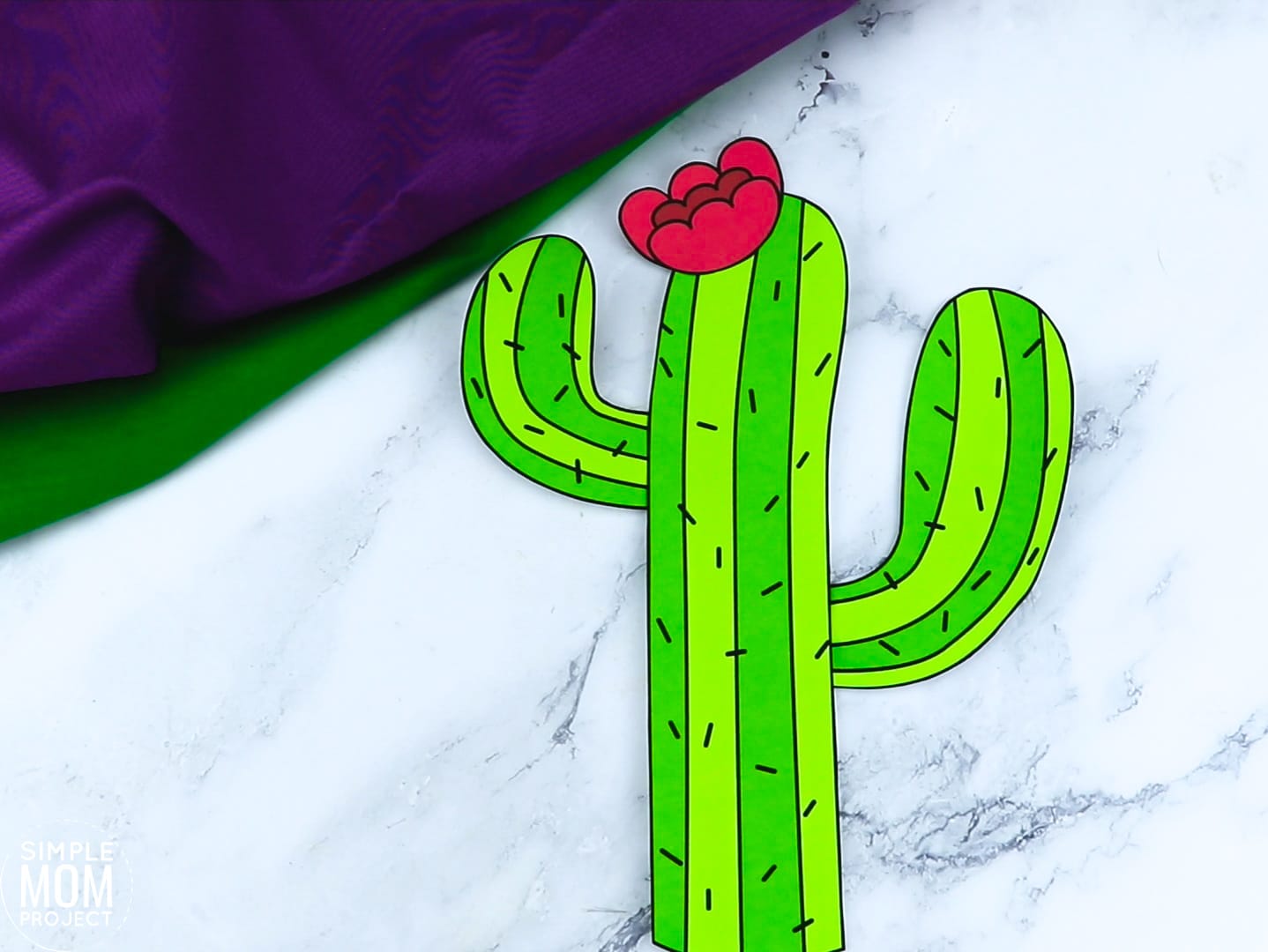 Free Printable Cactus Flower Craft template for kids, cactus craft for toddlers and cactus craft for kindergartners