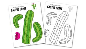 Free Printable Cactus Flower Craft template for kids, cactus craft for toddlers and cactus craft for kindergartners