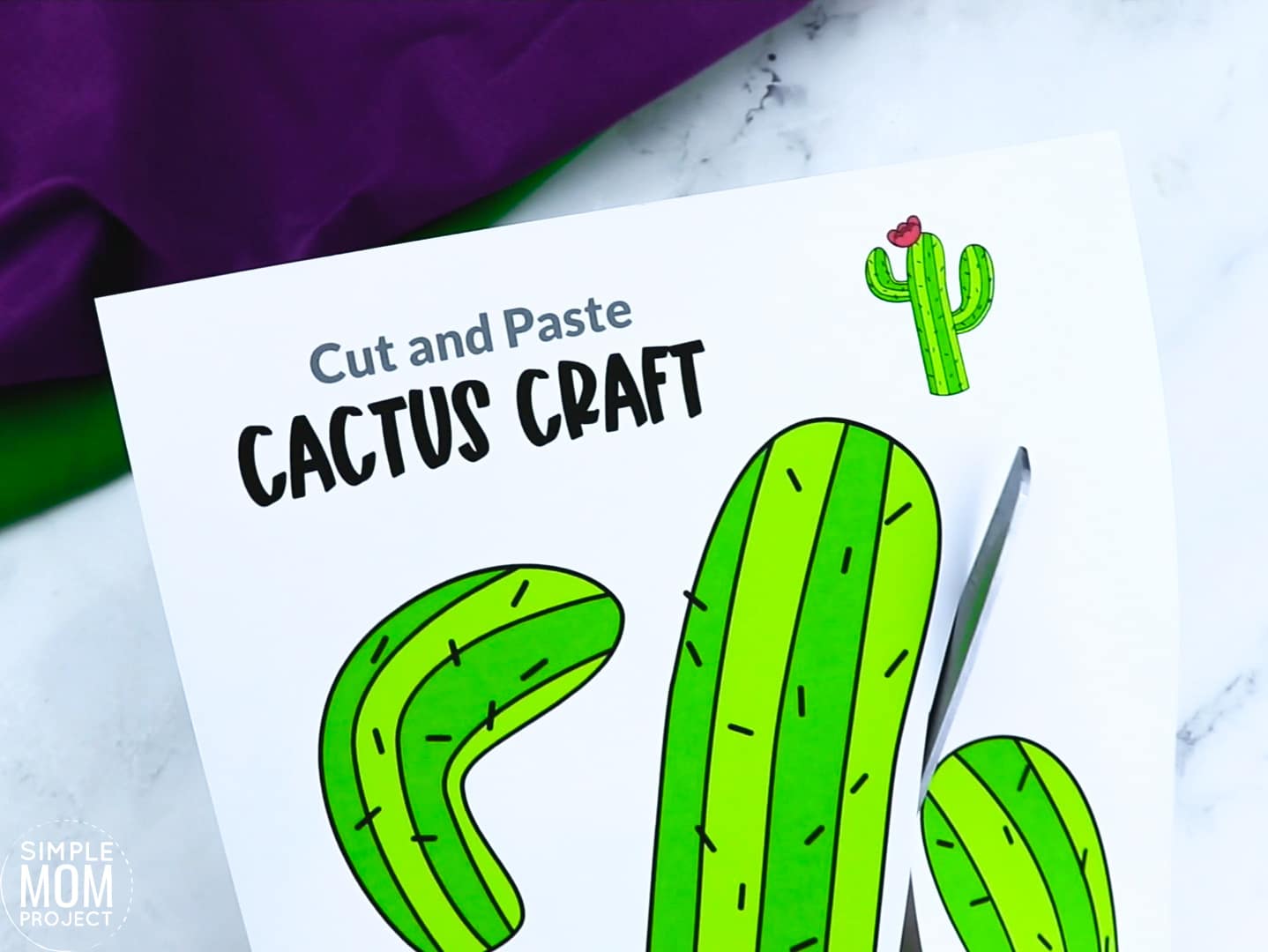 Free Printable Cactus Flower Craft template for kids, cactus craft for toddlers and cactus craft for kindergartners