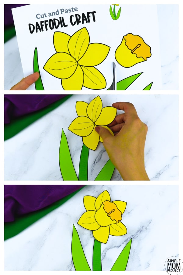 Free Printable Daffodil Flower Craft template for kids, Daffodil craft for toddlers and Daffodil craft for kindergartners